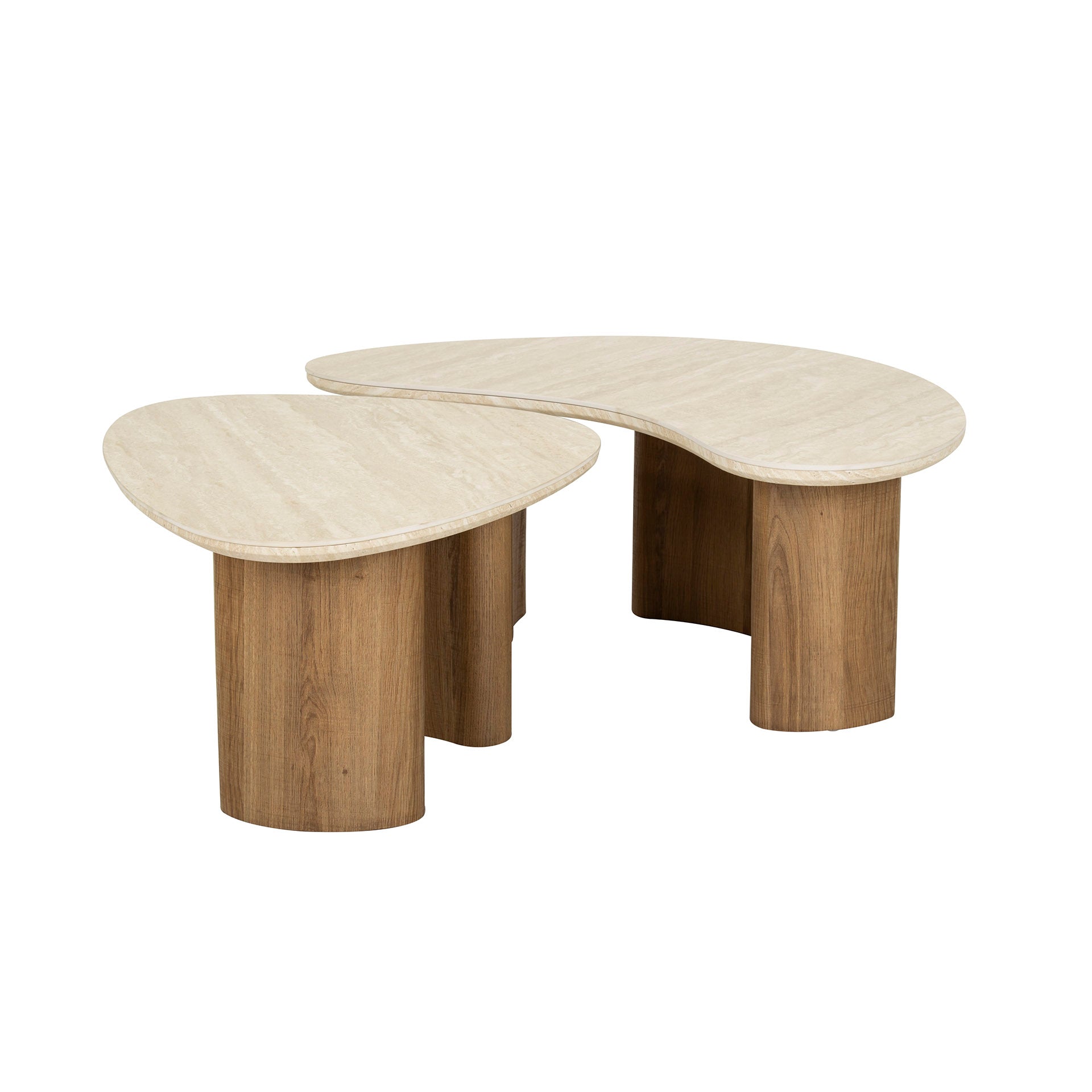 Salontafel Romano organisch set van 2 / Keramiek travertin – afbeelding 4
