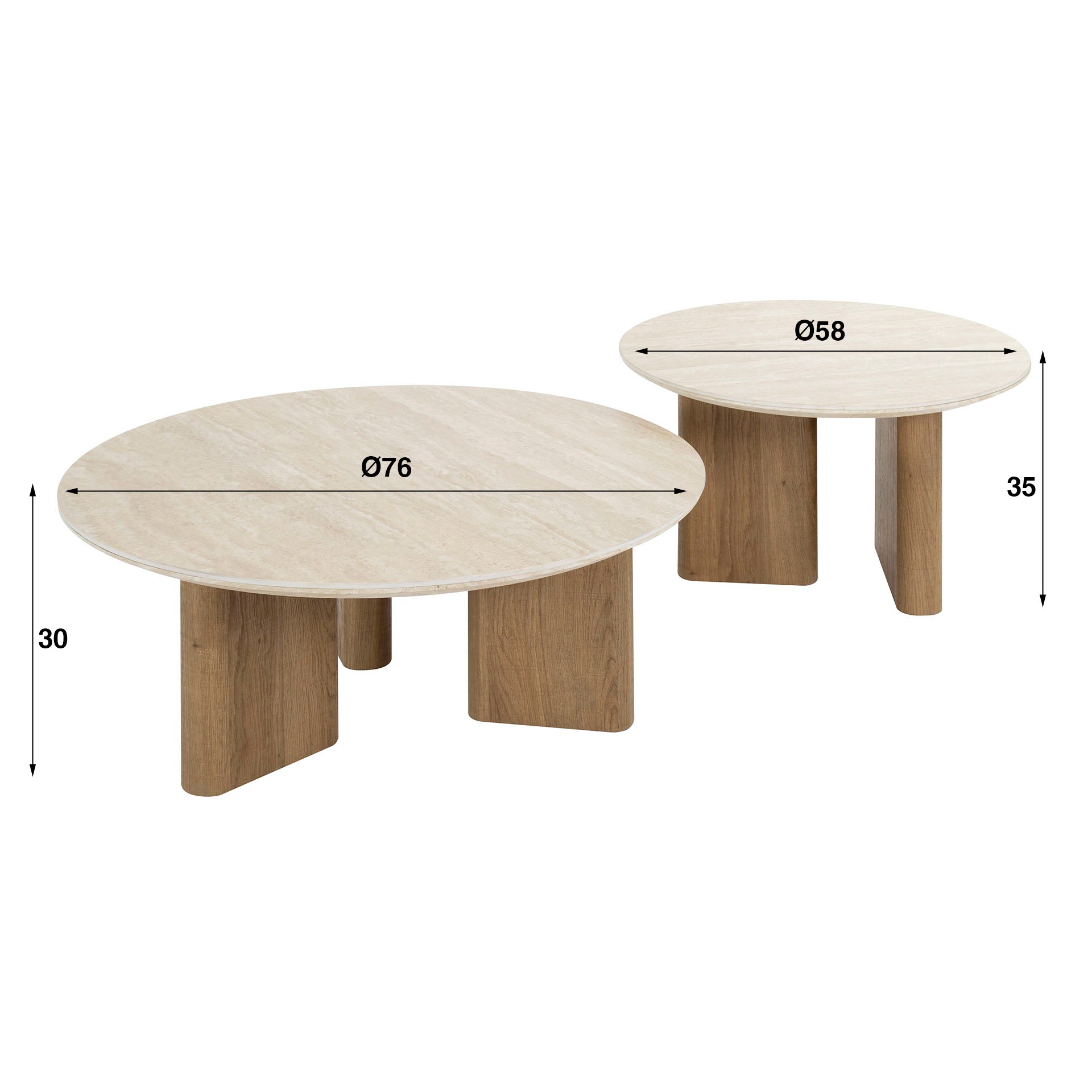 Salontafel Romano rond set van 2 / Keramiek travertin – afbeelding 5