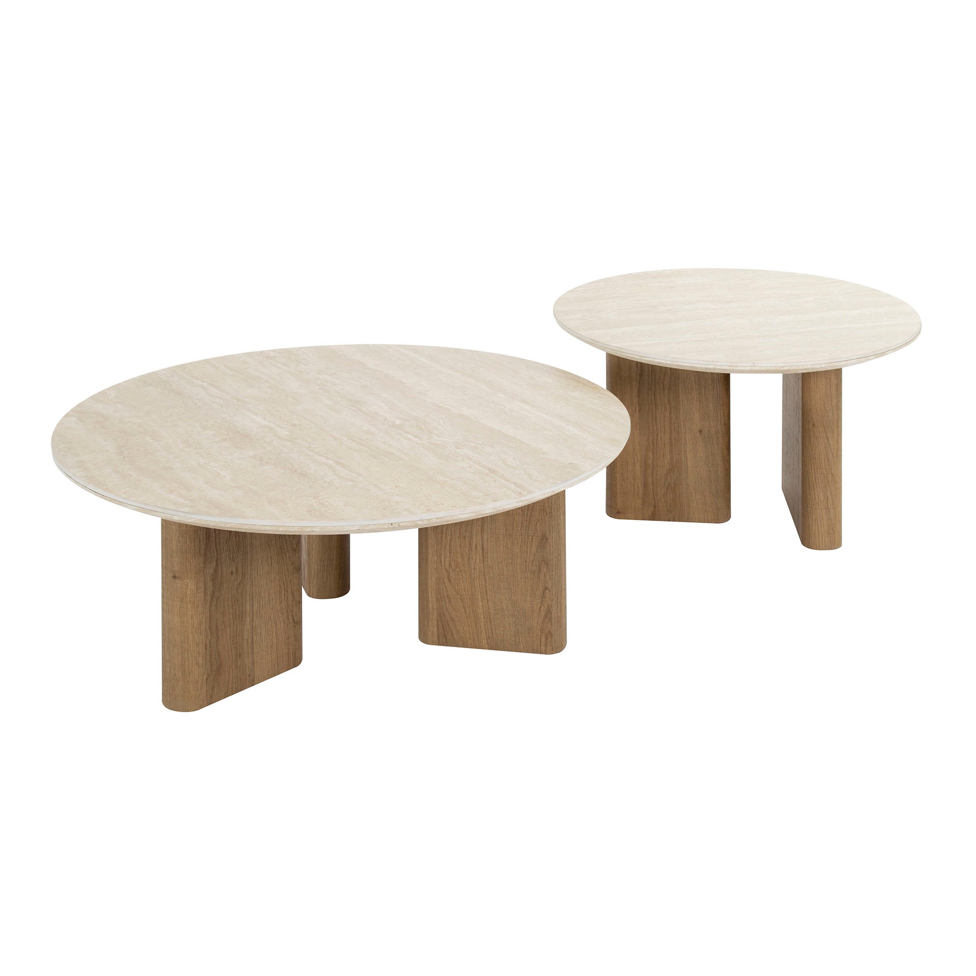 Salontafel Romano rond set van 2 / Keramiek travertin – afbeelding 4