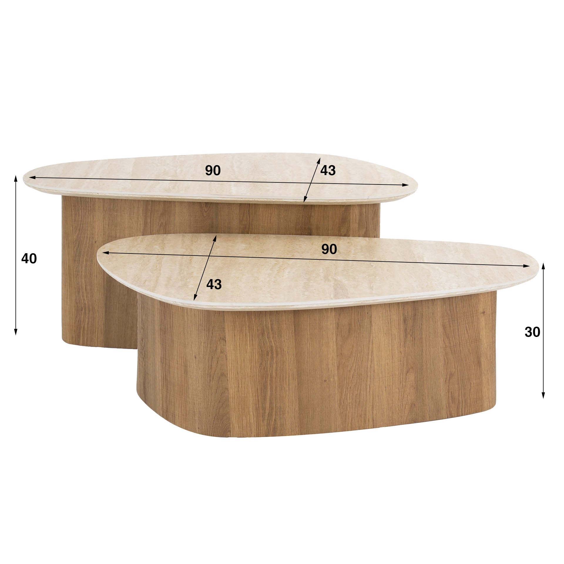 Salontafel Romano driehoekig set van 2 / Keramiek travertin – afbeelding 5