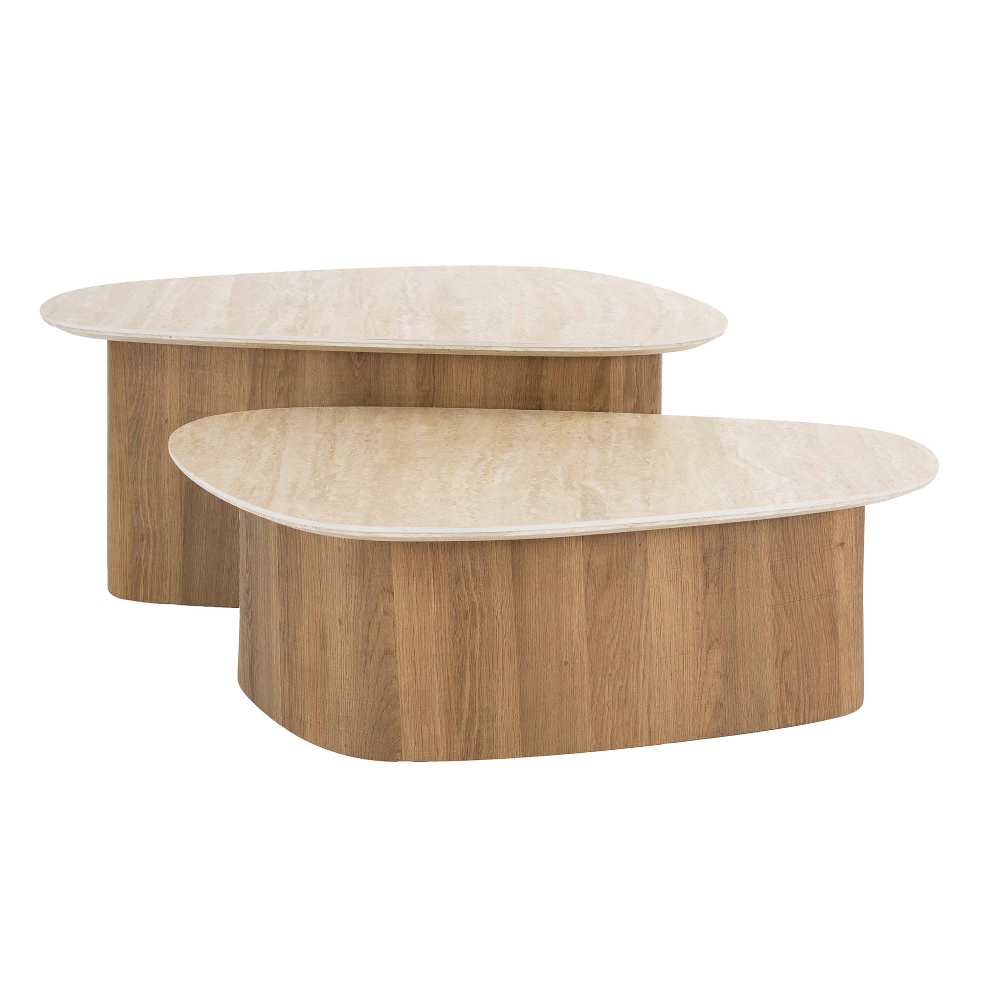 Salontafel Romano driehoekig set van 2 / Keramiek travertin – afbeelding 4