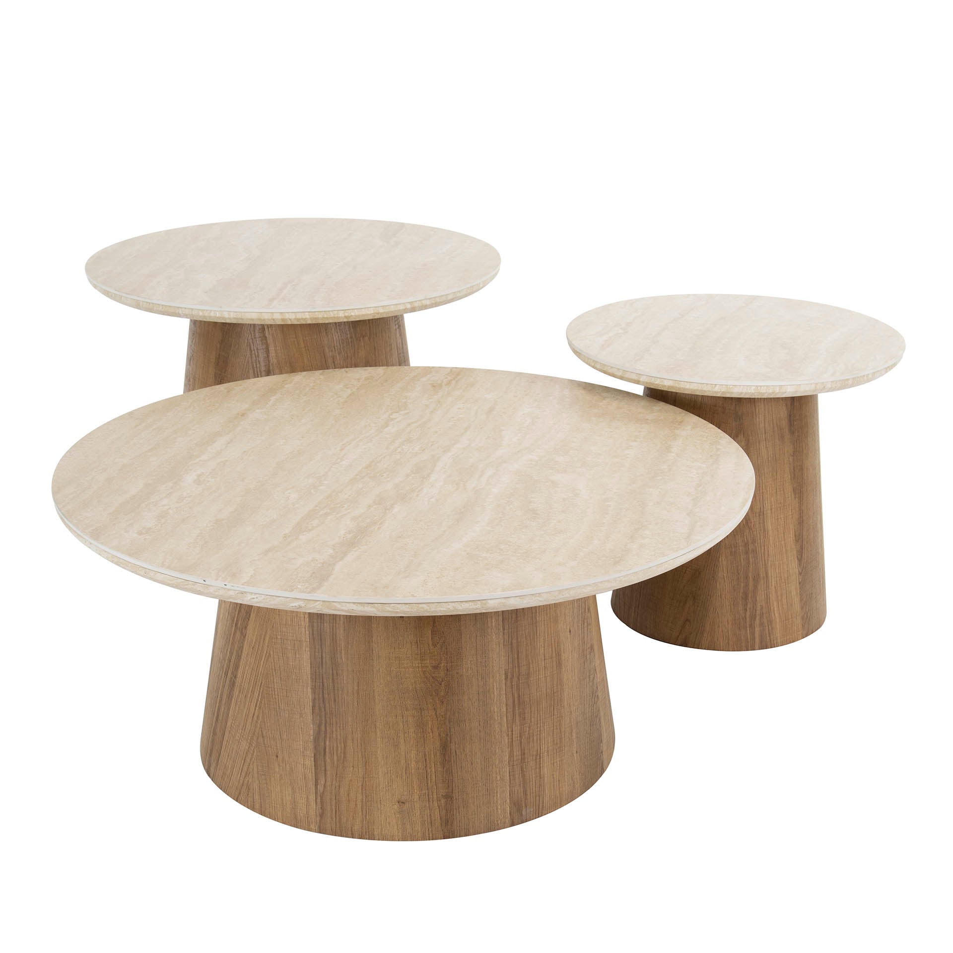 Salontafel Romano rond set van 3 / Keramiek travertin – afbeelding 4