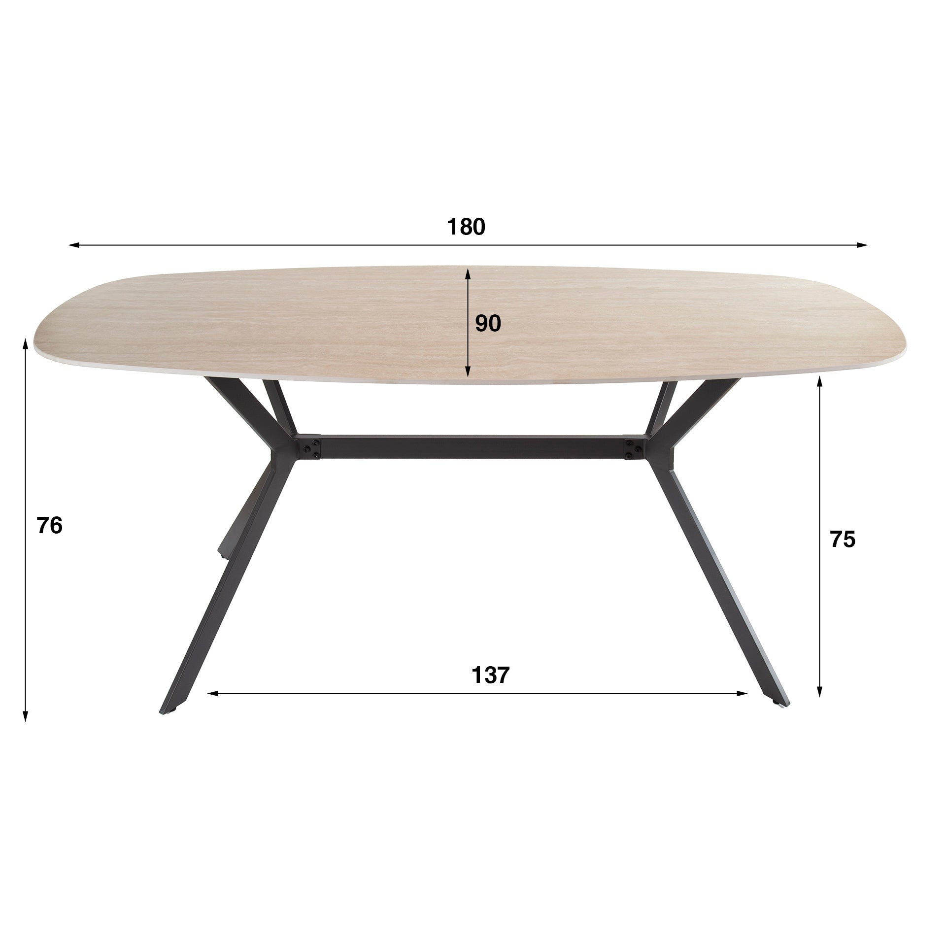 Eettafel Romano deens ovaal 180cm / Keramiek travertin – afbeelding 6