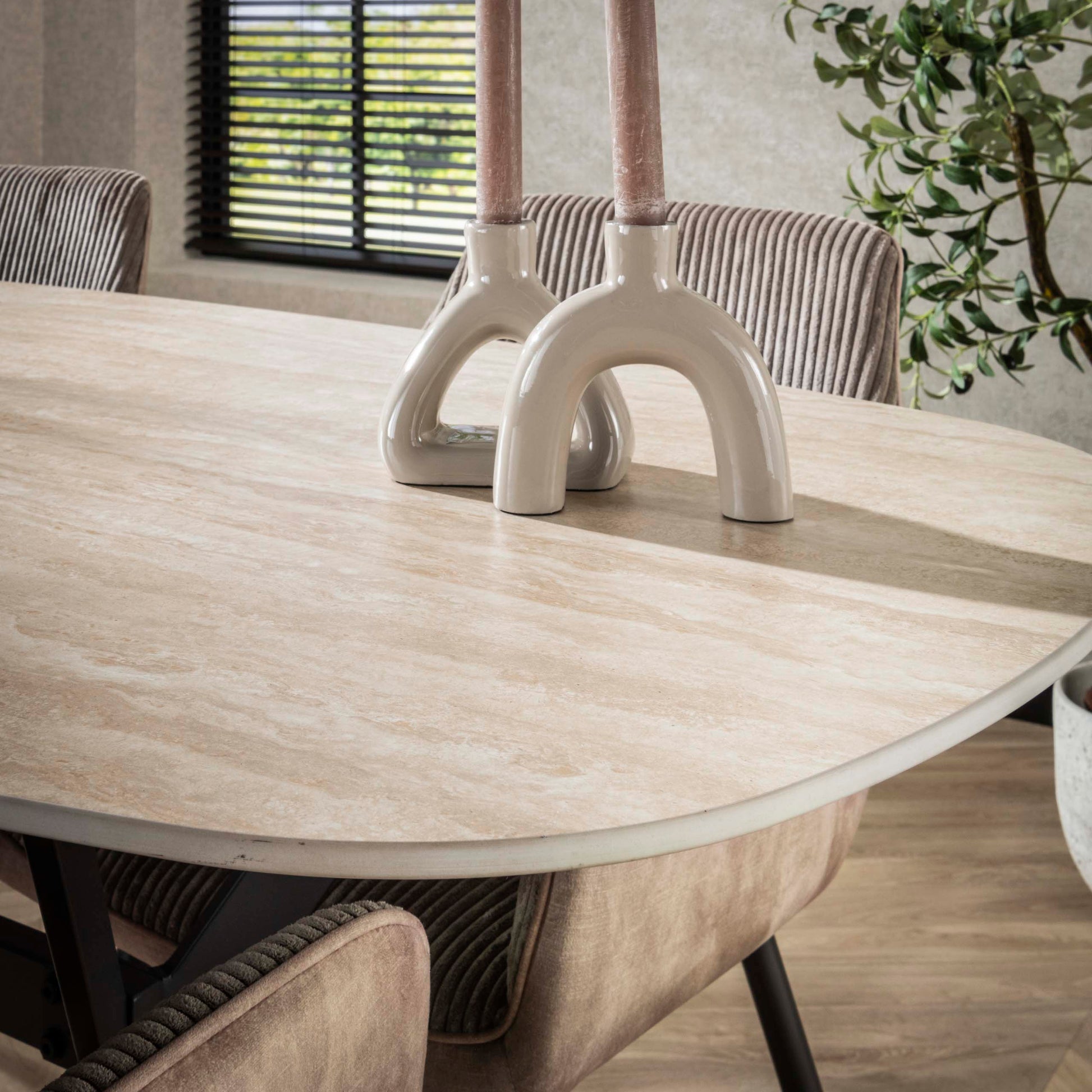 Eettafel Romano deens ovaal 180cm / Keramiek travertin – afbeelding 4