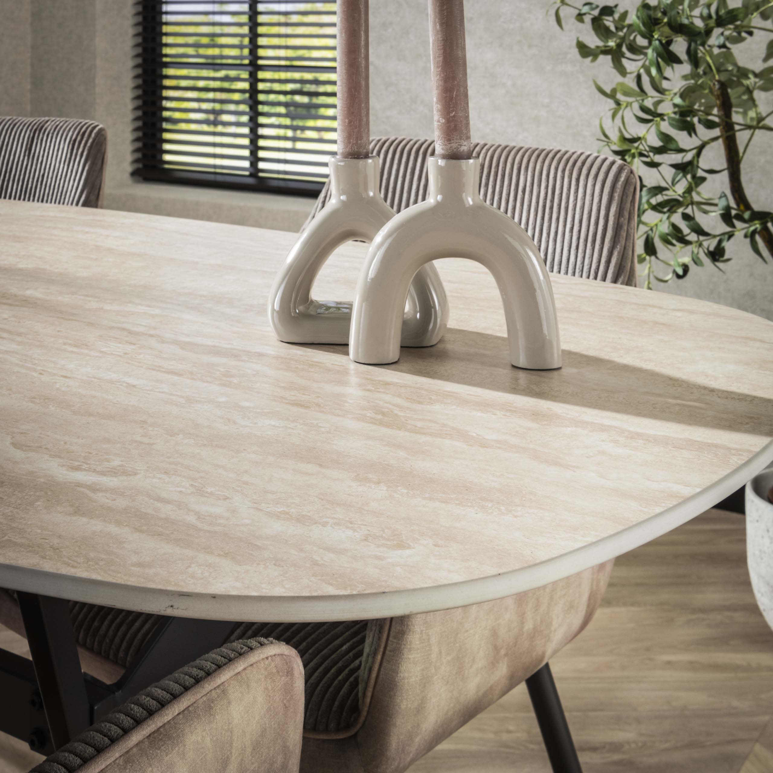 Eettafel Romano deens ovaal 180cm / Keramiek travertin – afbeelding 4