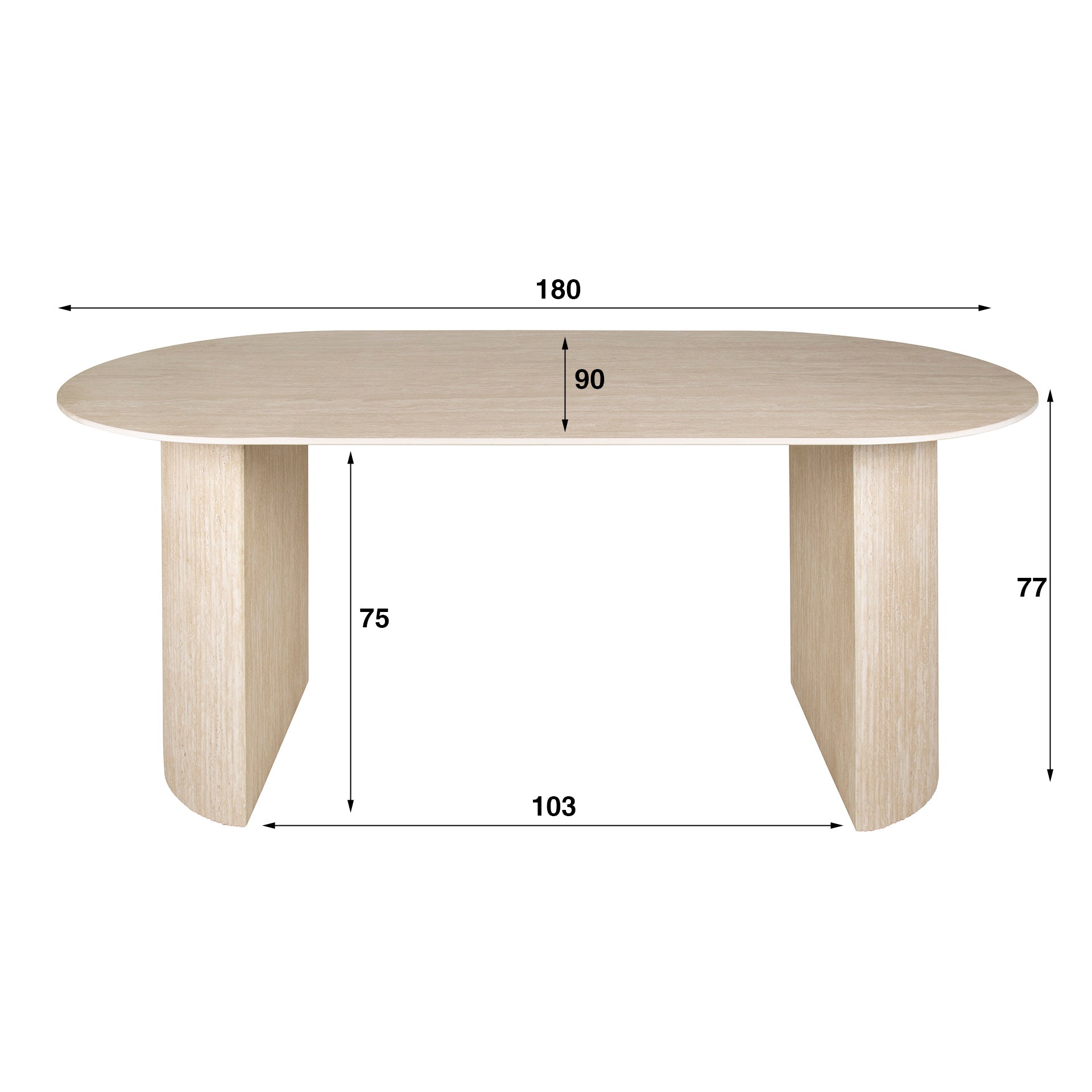 Eettafel Romano Arch plat ovaal 180cm / Keramiek travertin – afbeelding 8