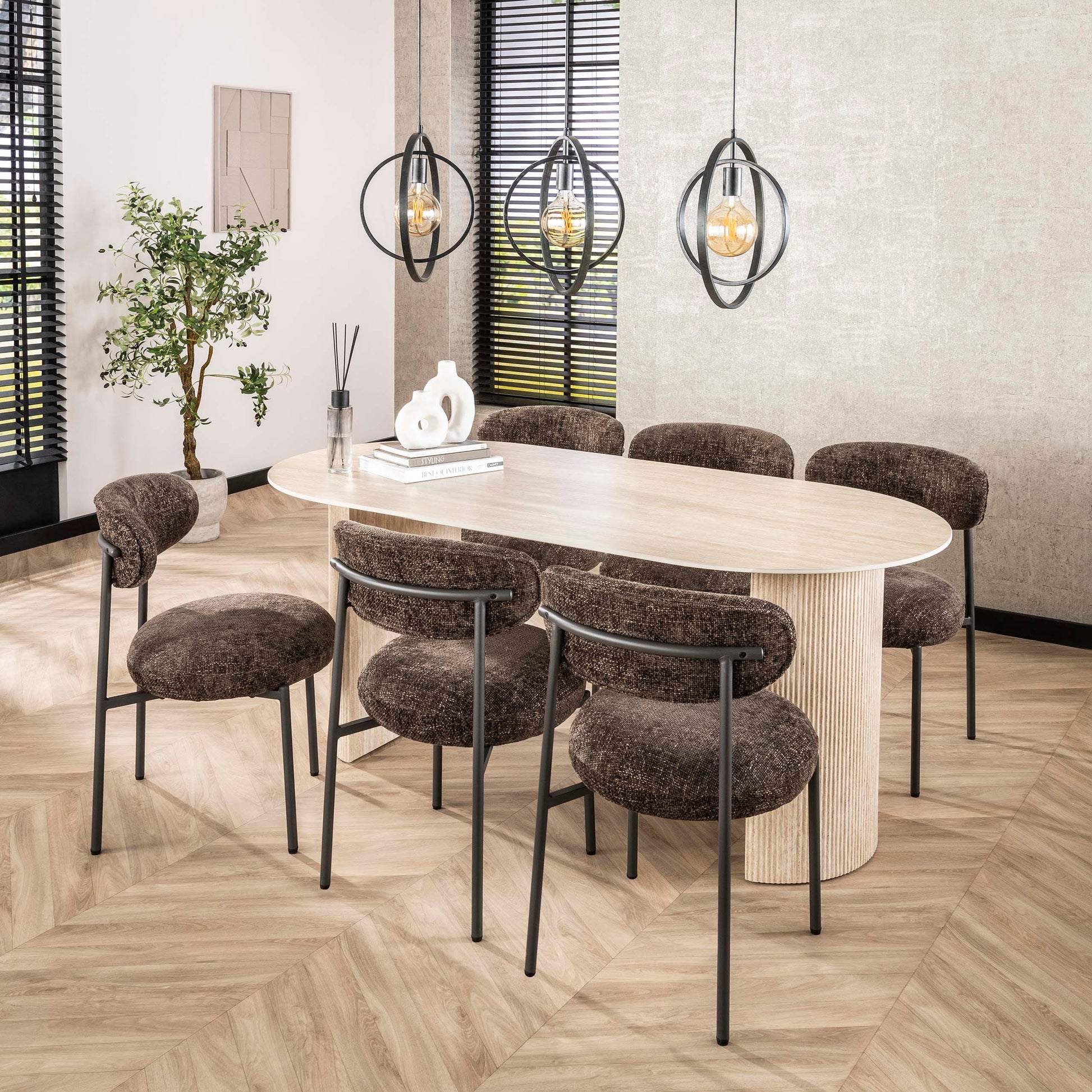 Eettafel Romano Arch plat ovaal 180cm / Keramiek travertin – afbeelding 2