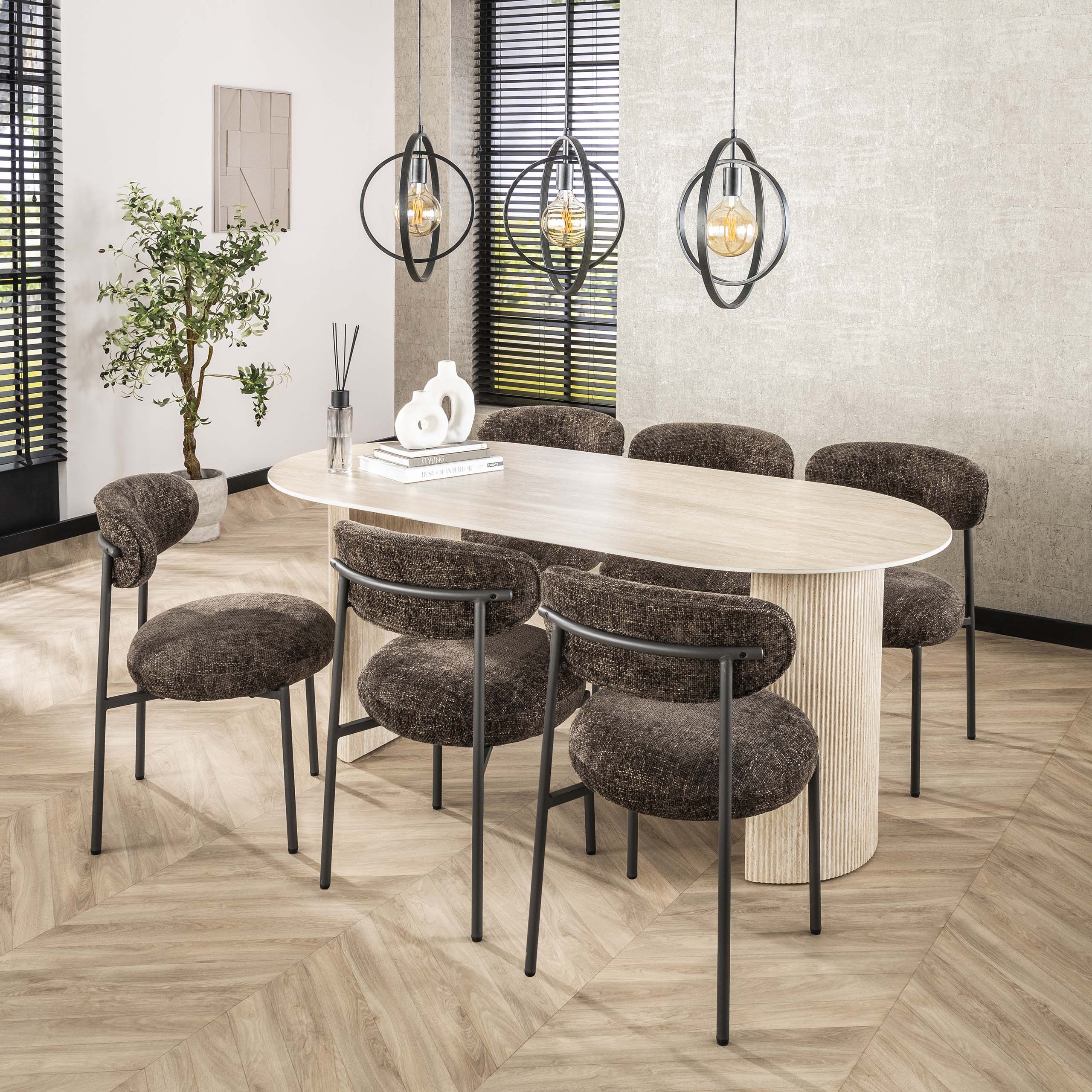 Eettafel Romano Arch plat ovaal 180cm / Keramiek travertin – afbeelding 2