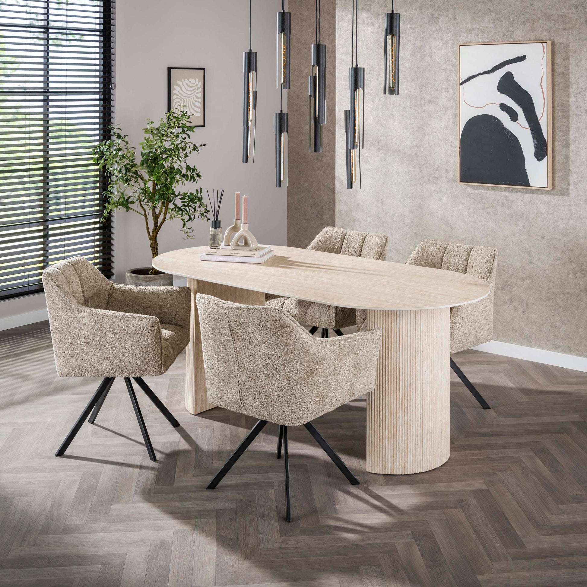 Eettafel Romano Arch plat ovaal 180cm / Keramiek travertin – afbeelding 3