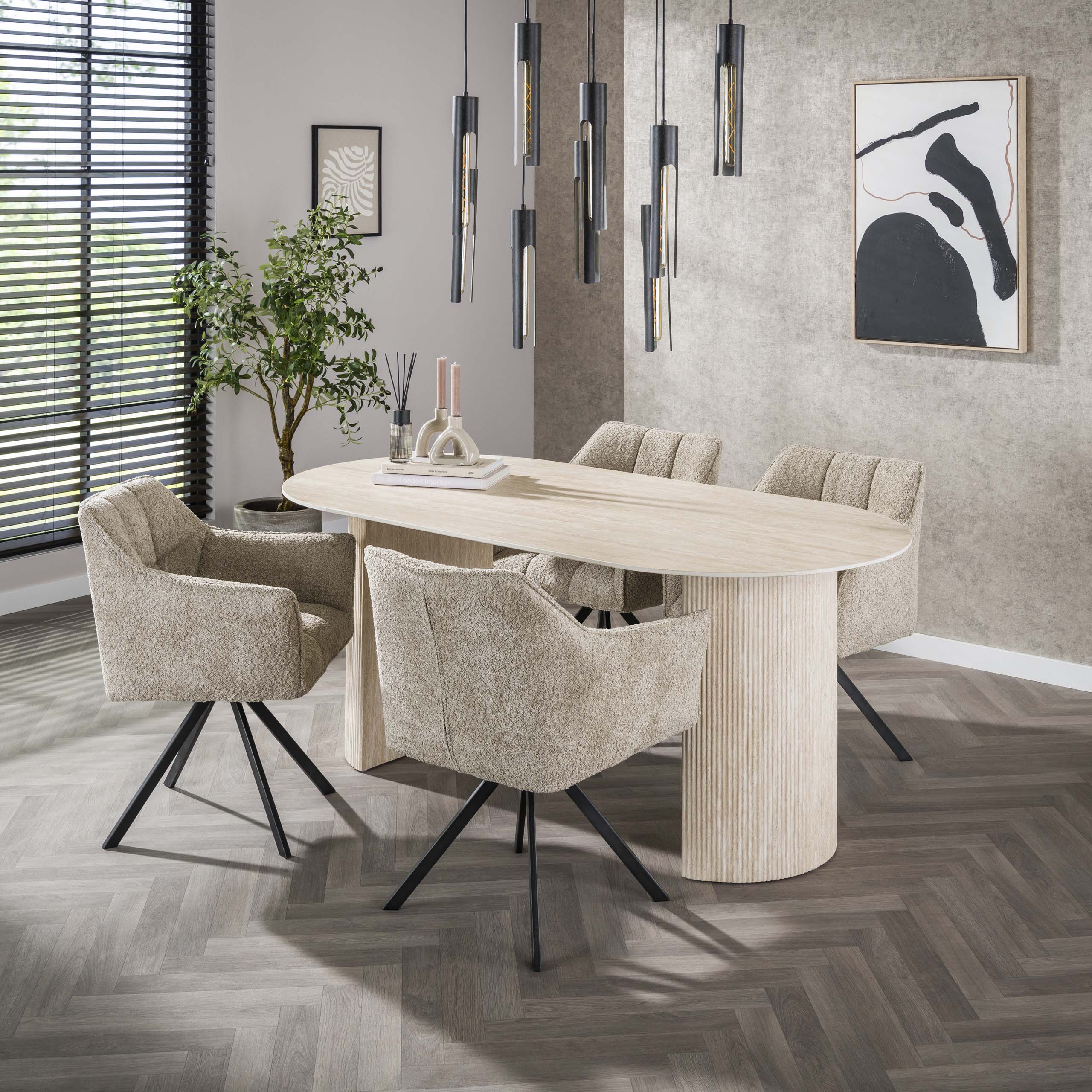 Eettafel Romano Arch plat ovaal 180cm / Keramiek travertin – afbeelding 3