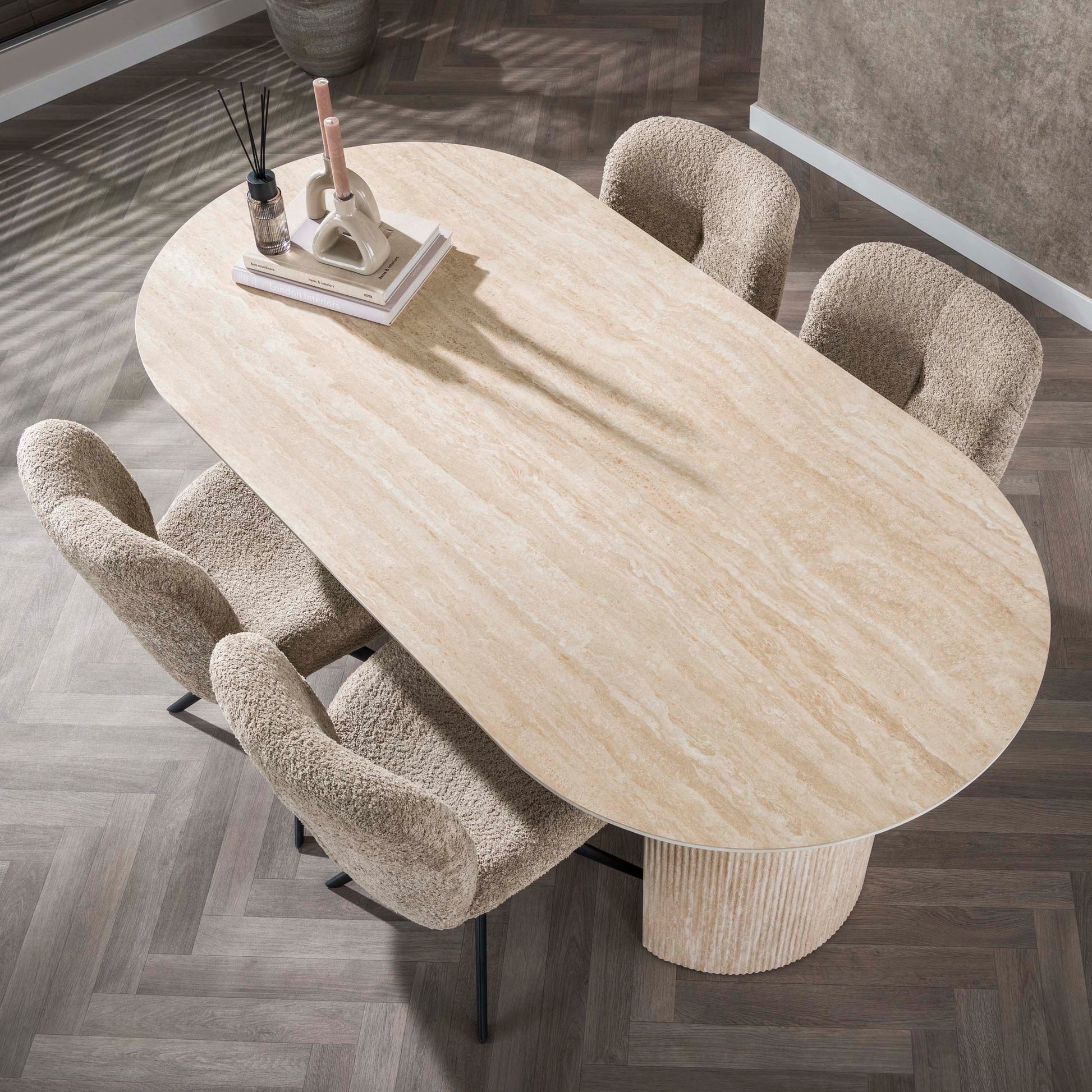 Eettafel Romano Arch plat ovaal 180cm / Keramiek travertin – afbeelding 4