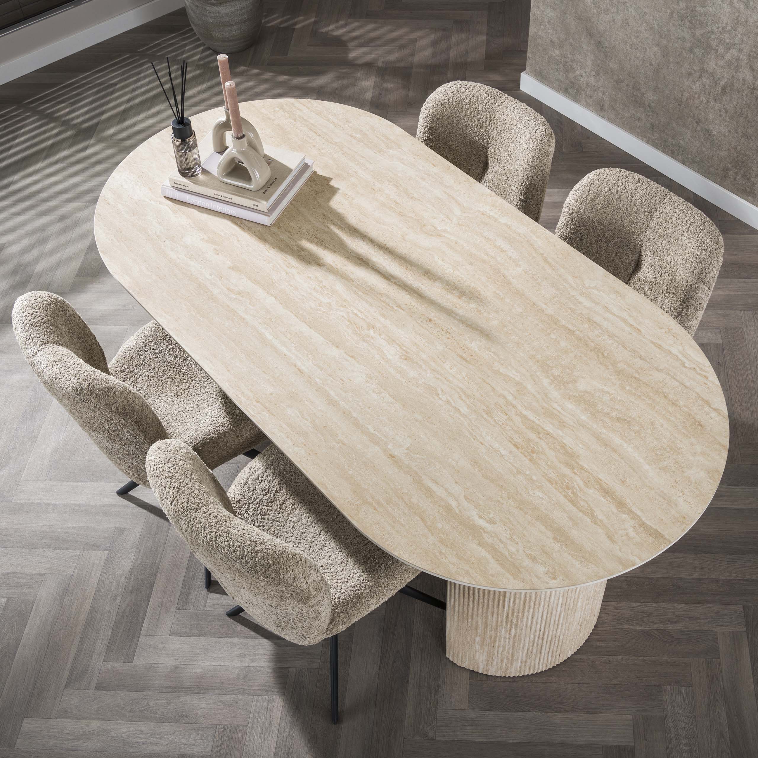 Eettafel Romano Arch plat ovaal 180cm / Keramiek travertin – afbeelding 4