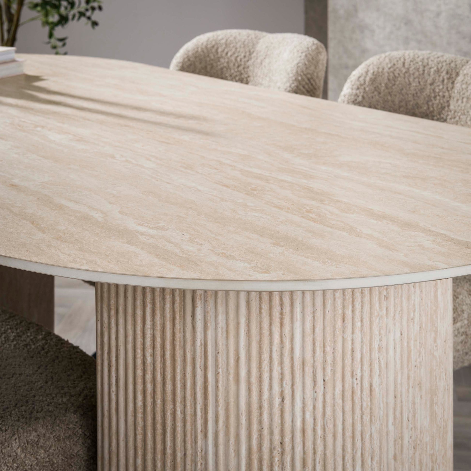 Eettafel Romano Arch plat ovaal 180cm / Keramiek travertin – afbeelding 5