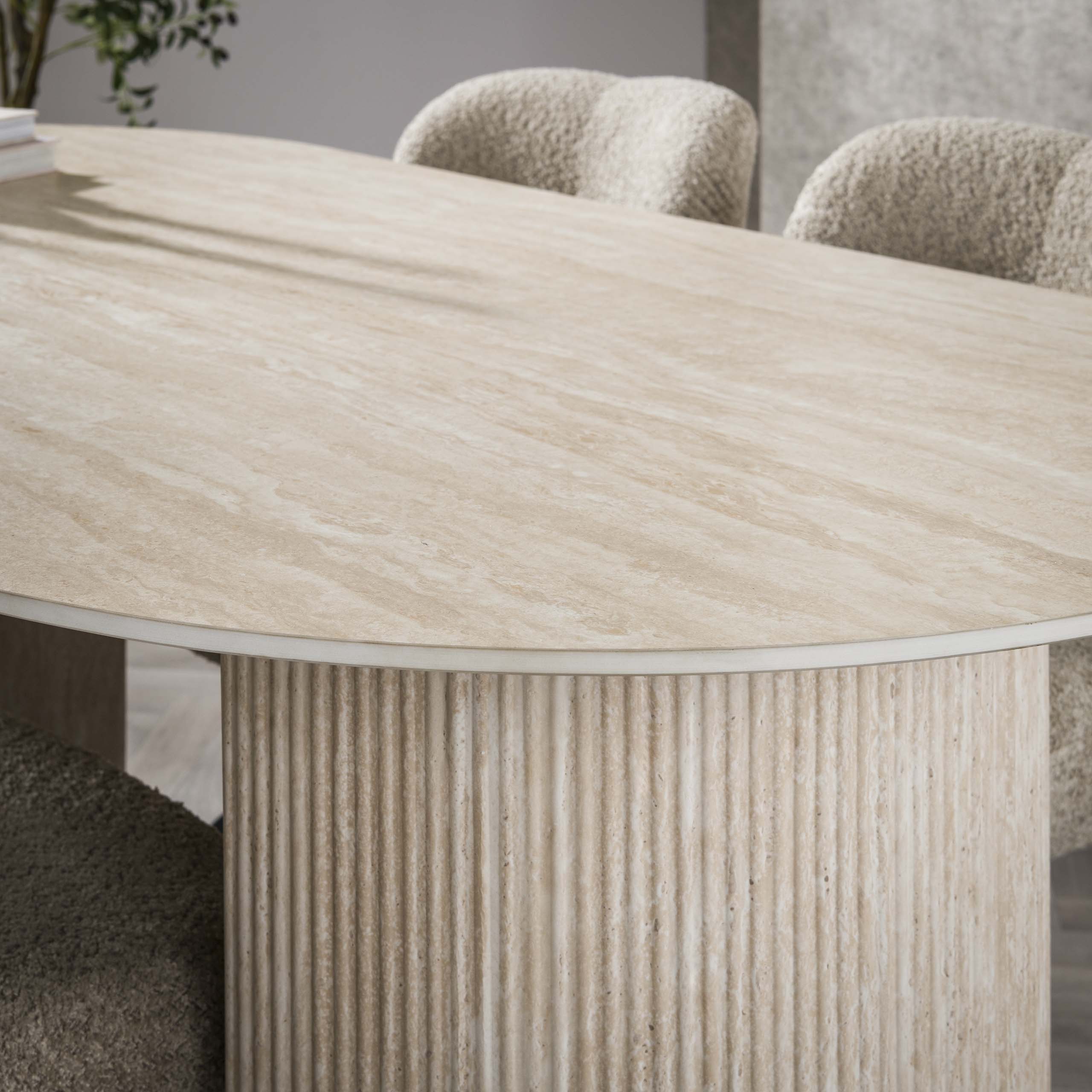 Eettafel Romano Arch plat ovaal 180cm / Keramiek travertin – afbeelding 5