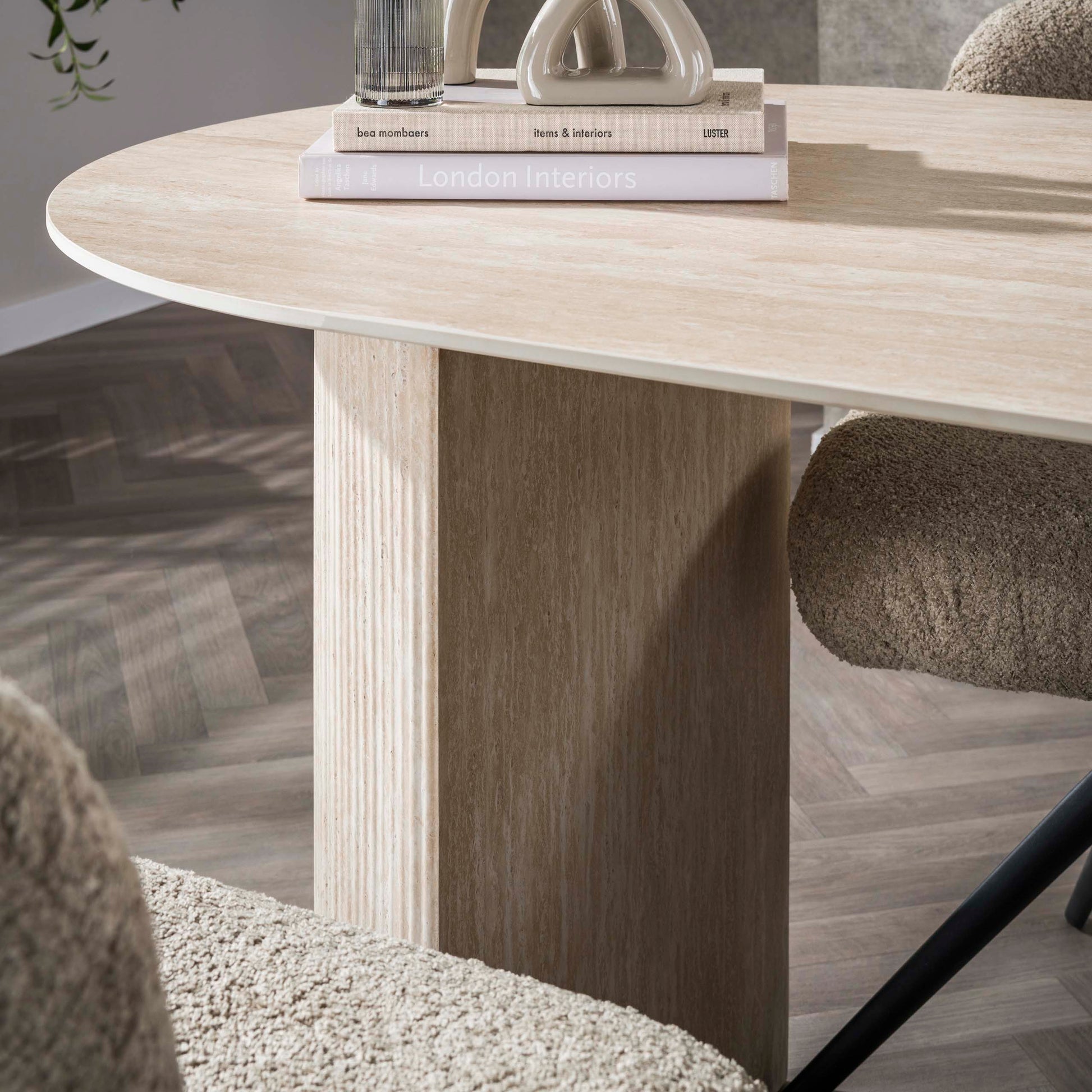 Eettafel Romano Arch plat ovaal 180cm / Keramiek travertin – afbeelding 6