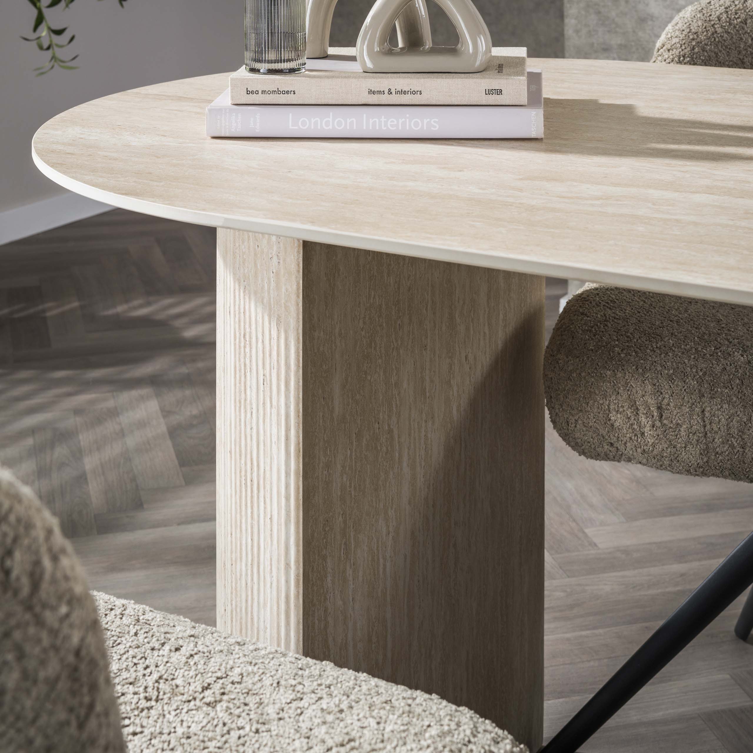 Eettafel Romano Arch plat ovaal 180cm / Keramiek travertin – afbeelding 6