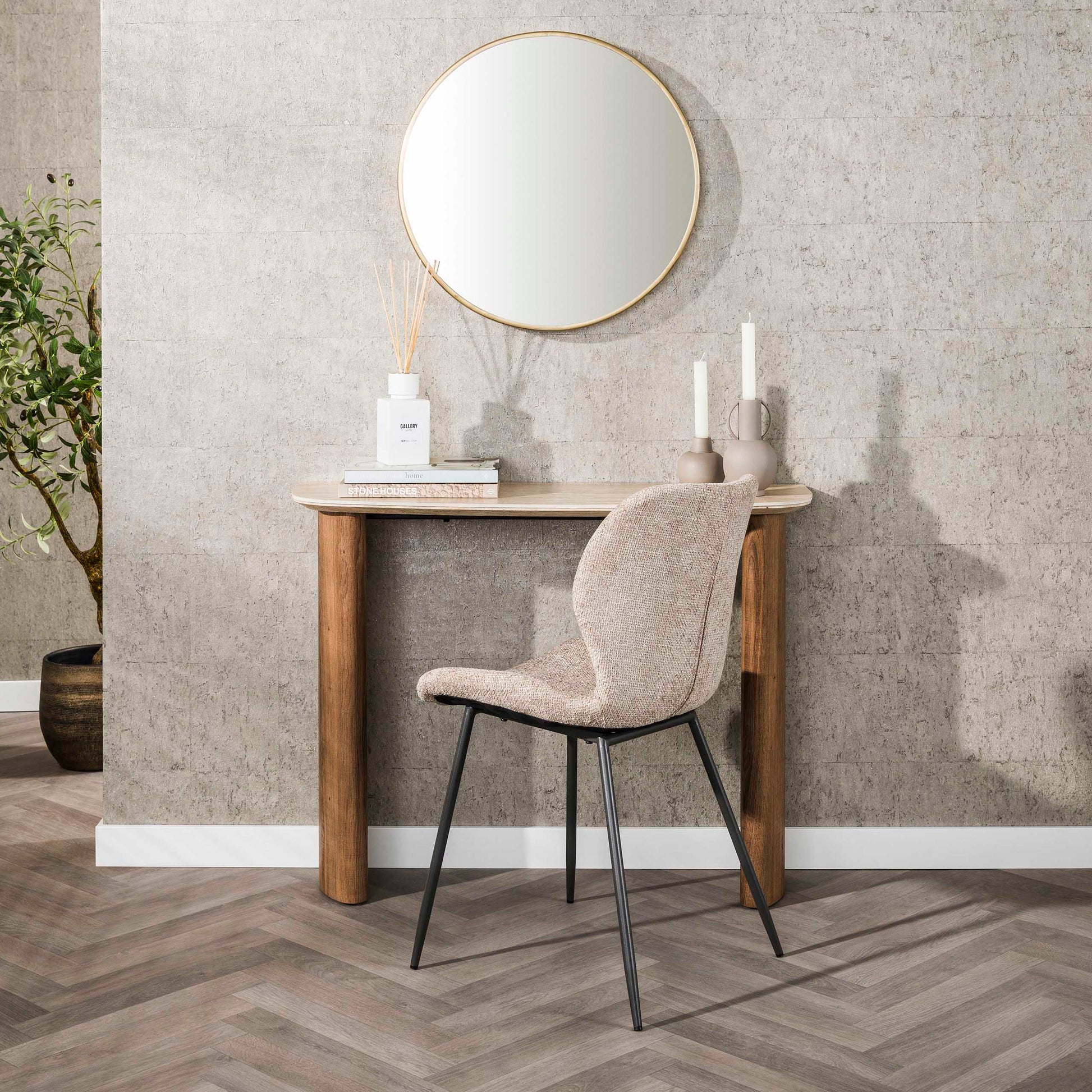 Hal-/kaptafel Romano Curvo / Keramiek travertin – afbeelding 1