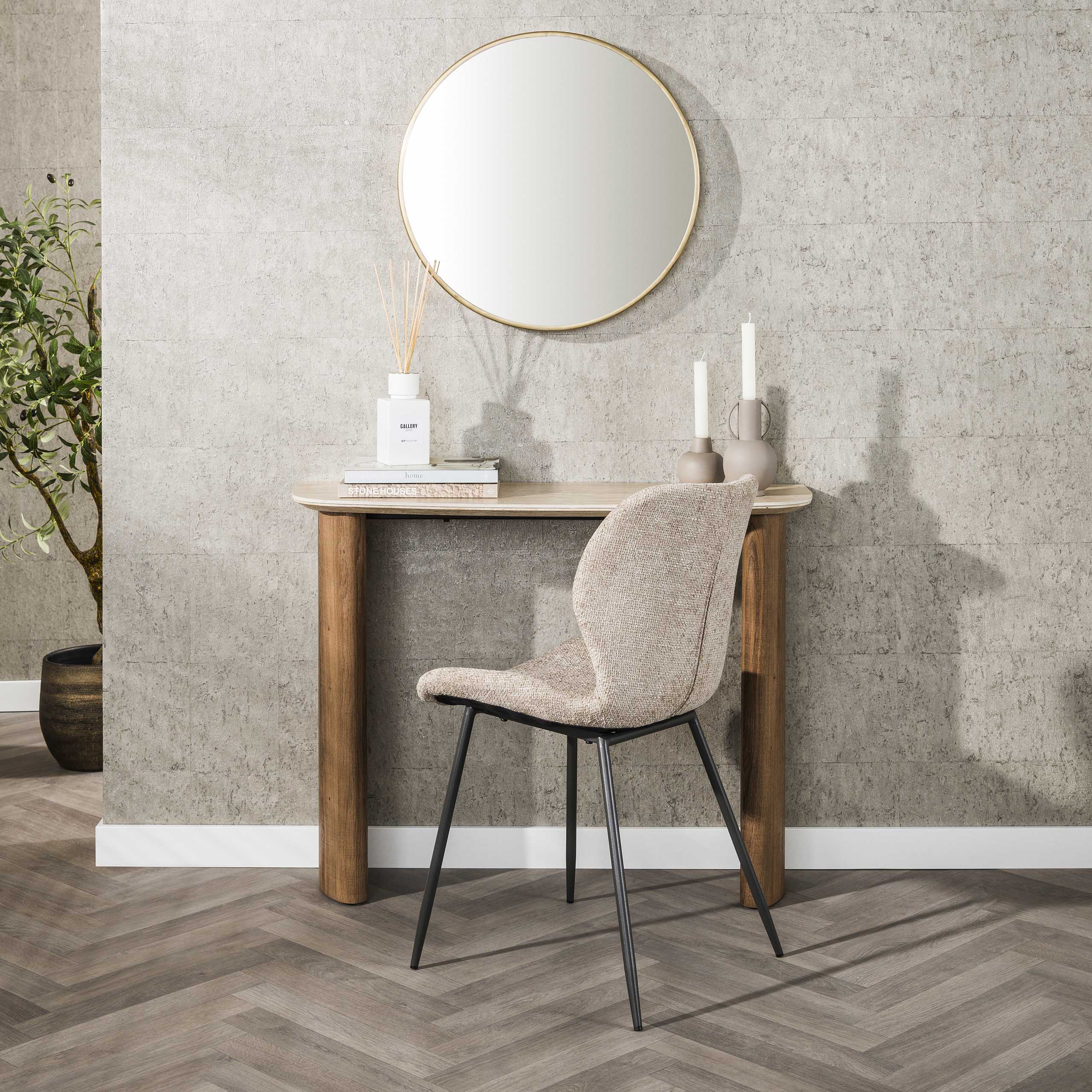Hal-/kaptafel Romano Curvo / Keramiek travertin – afbeelding 1