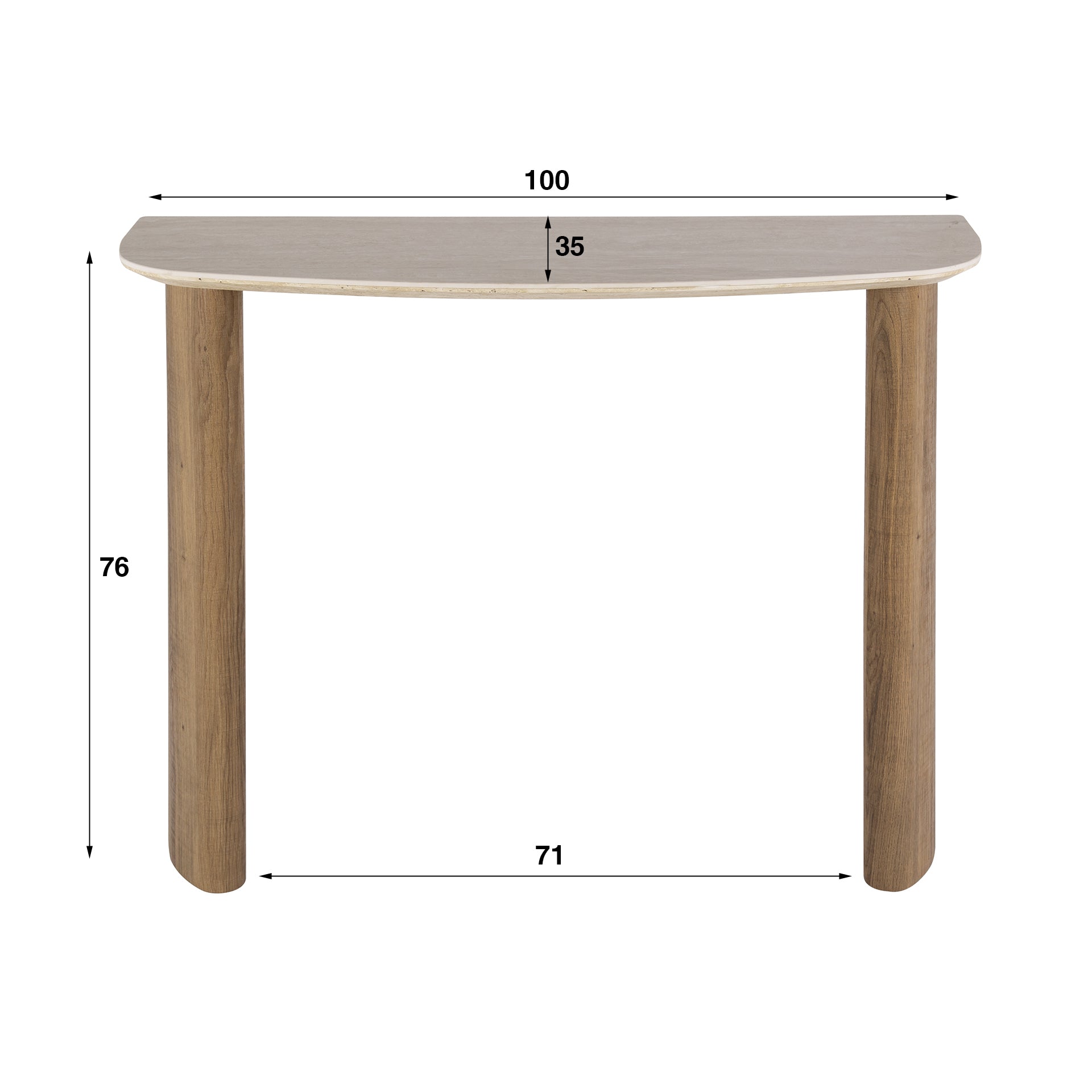Hal-/kaptafel Romano Curvo / Keramiek travertin – afbeelding 6