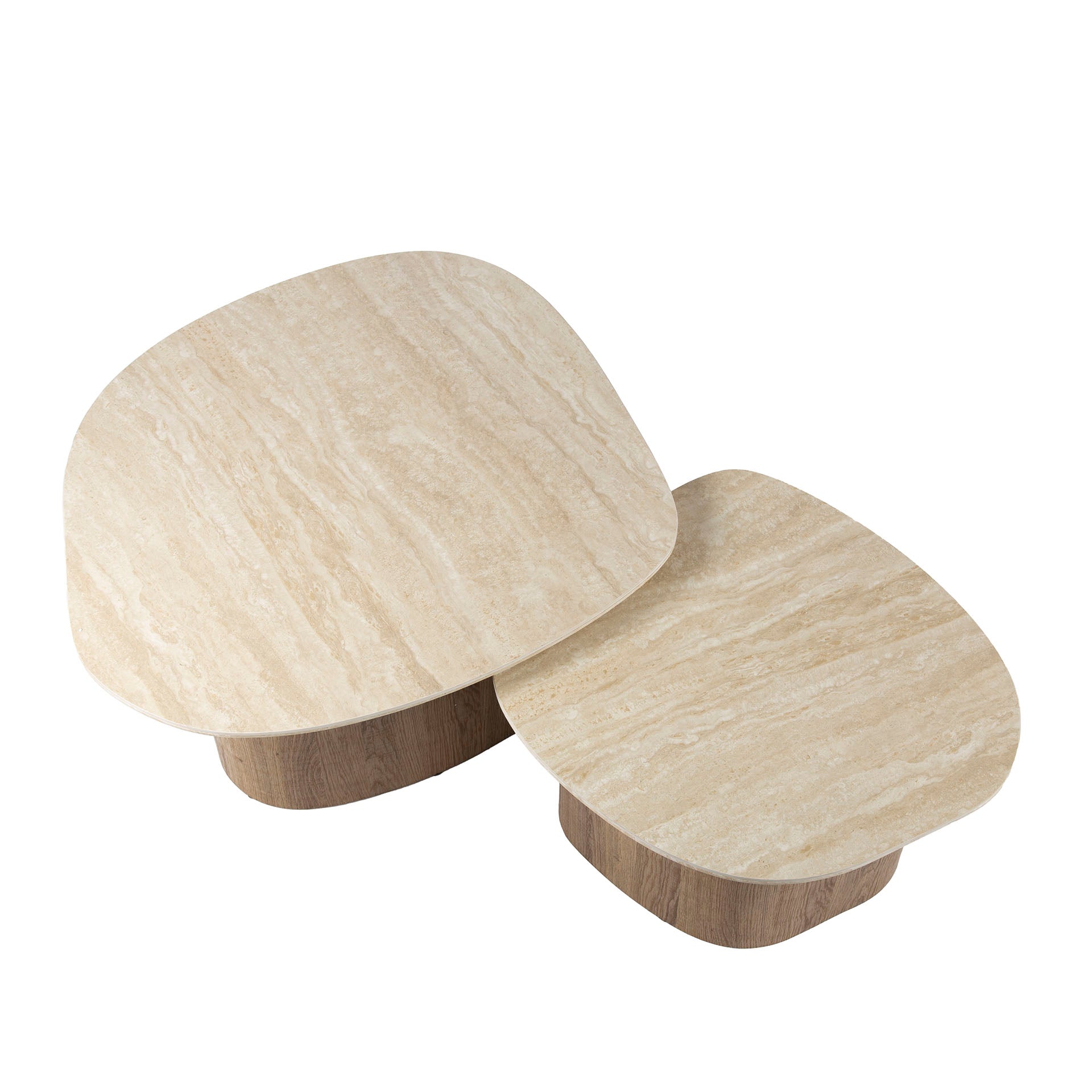 Salontafel Romano kiezel set van 2 / Keramiek travertin – afbeelding 4