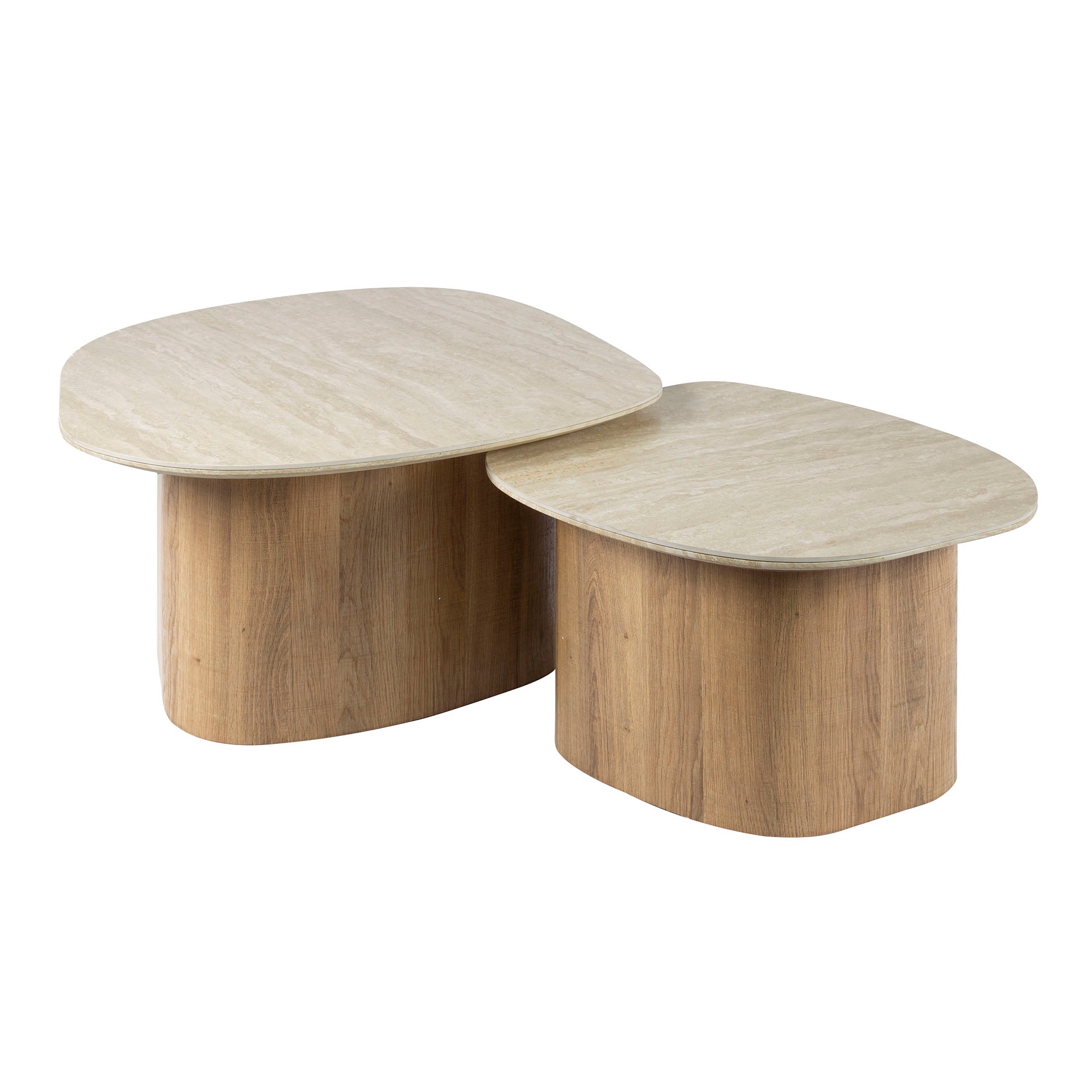 Salontafel Romano kiezel set van 2 / Keramiek travertin – afbeelding 3