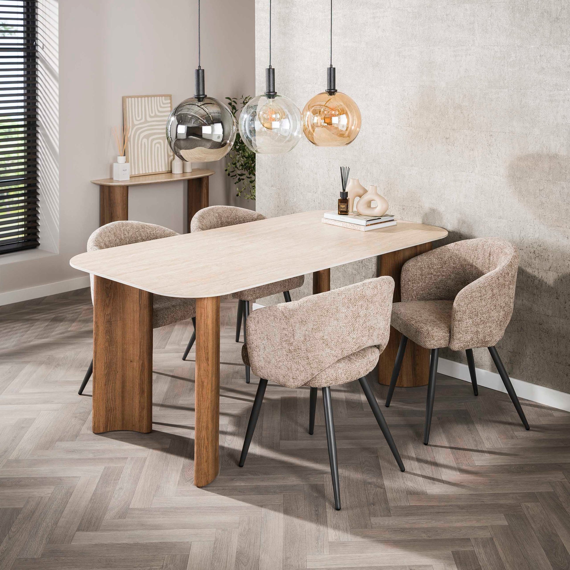 Eettafel Romano Curvo 180cm / 3D keramiek travertin – afbeelding 3