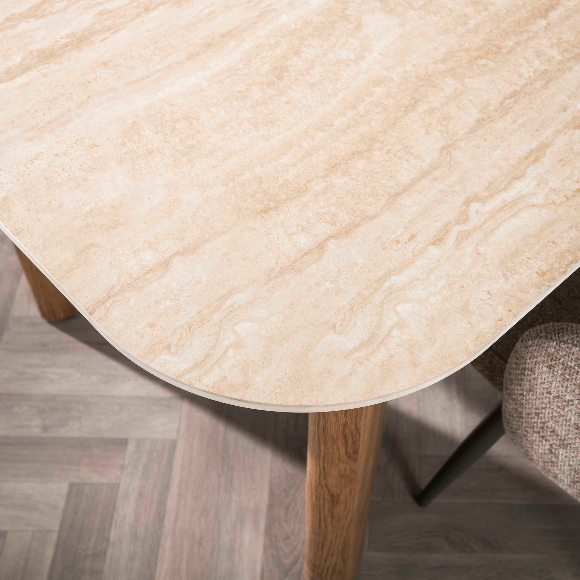 Eettafel Romano Curvo 180cm / 3D keramiek travertin – afbeelding 4