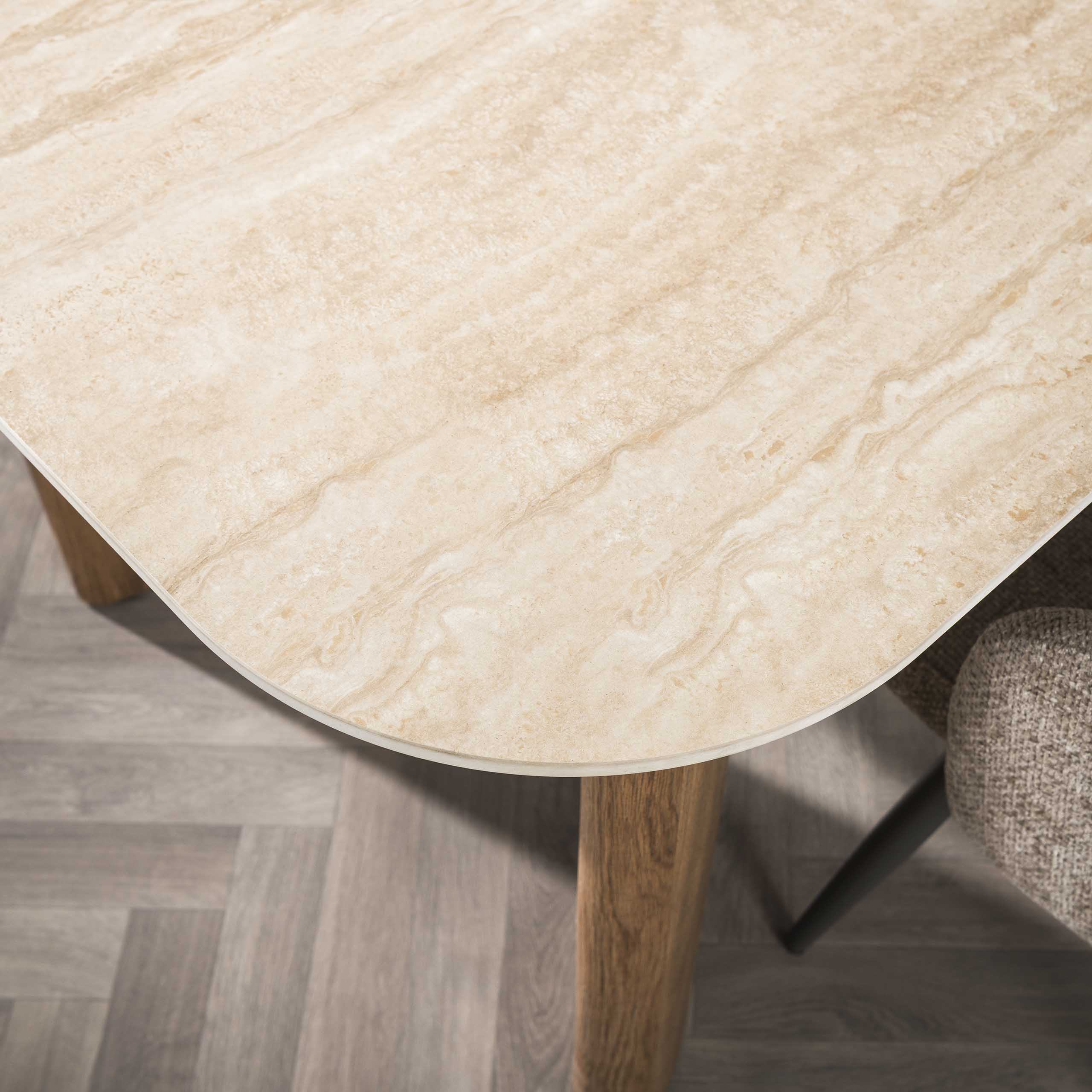 Eettafel Romano Curvo 180cm / 3D keramiek travertin – afbeelding 4