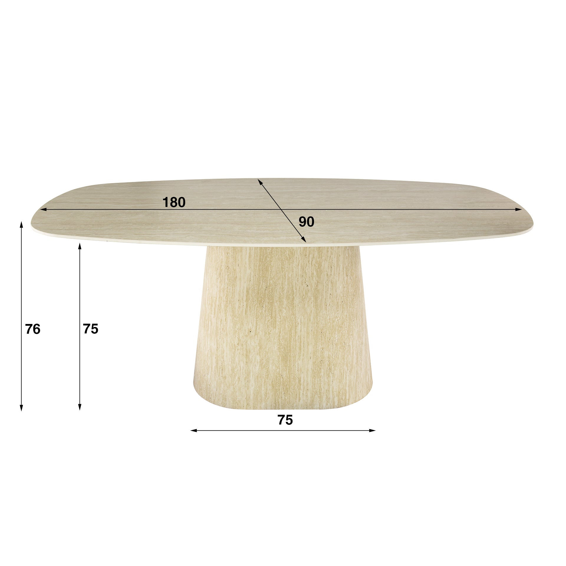 Eettafel Centro deens ovaal 180cm / 3D keramiek travertin – afbeelding 5