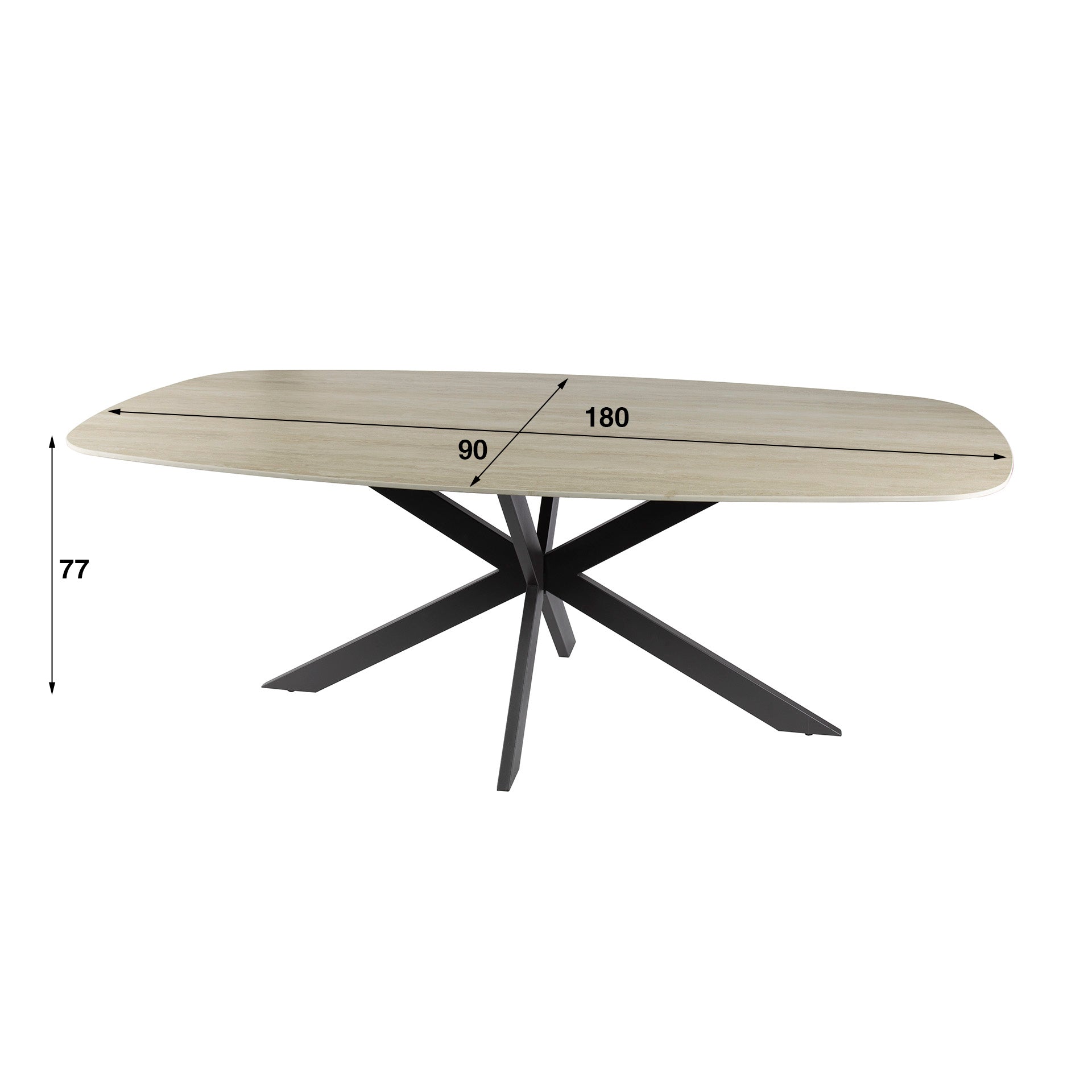 Eettafel Romano Cross deens ovaal 180cm / 3D keramiek travertin – afbeelding 7