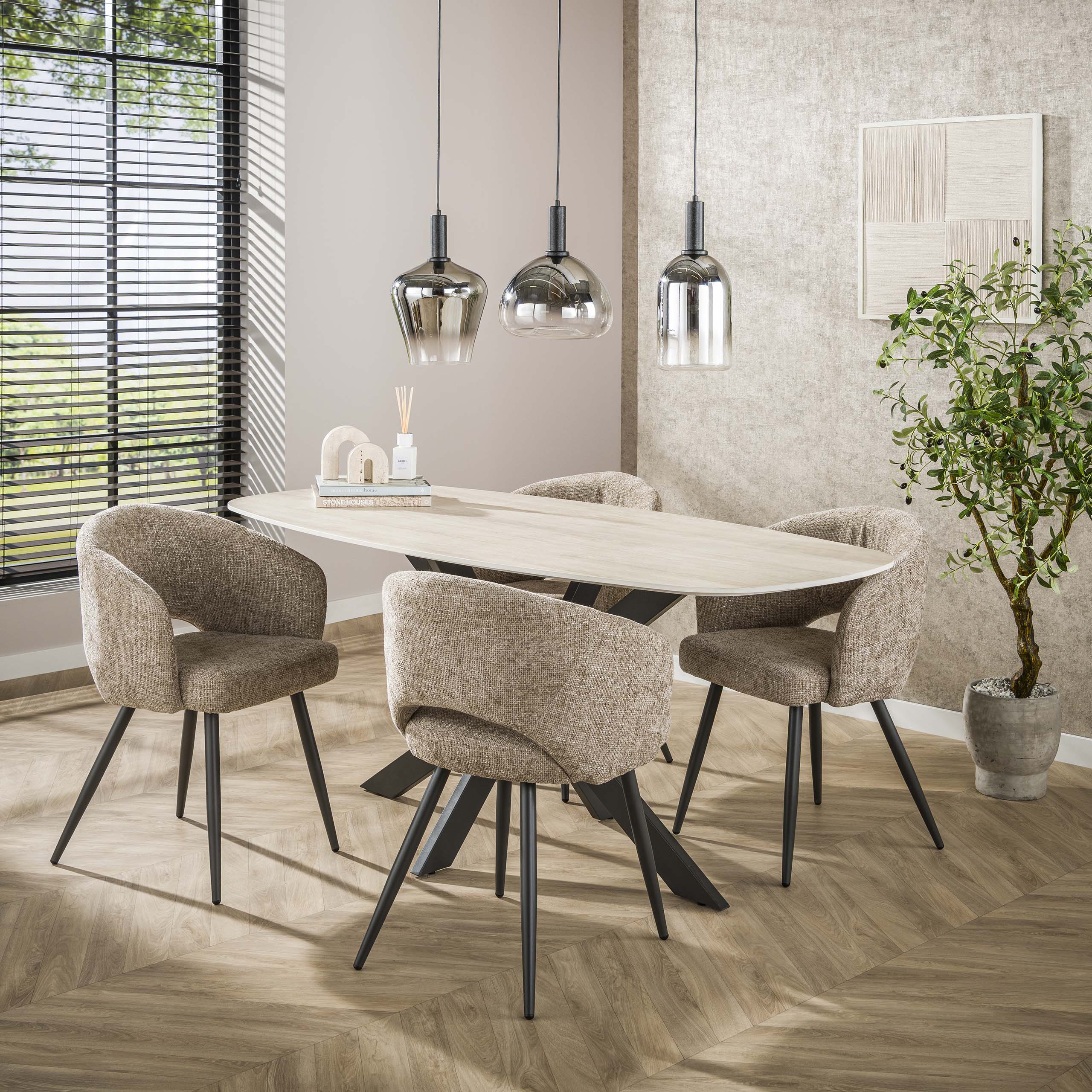 Eettafel Romano Cross deens ovaal 180cm / 3D keramiek travertin – afbeelding 2