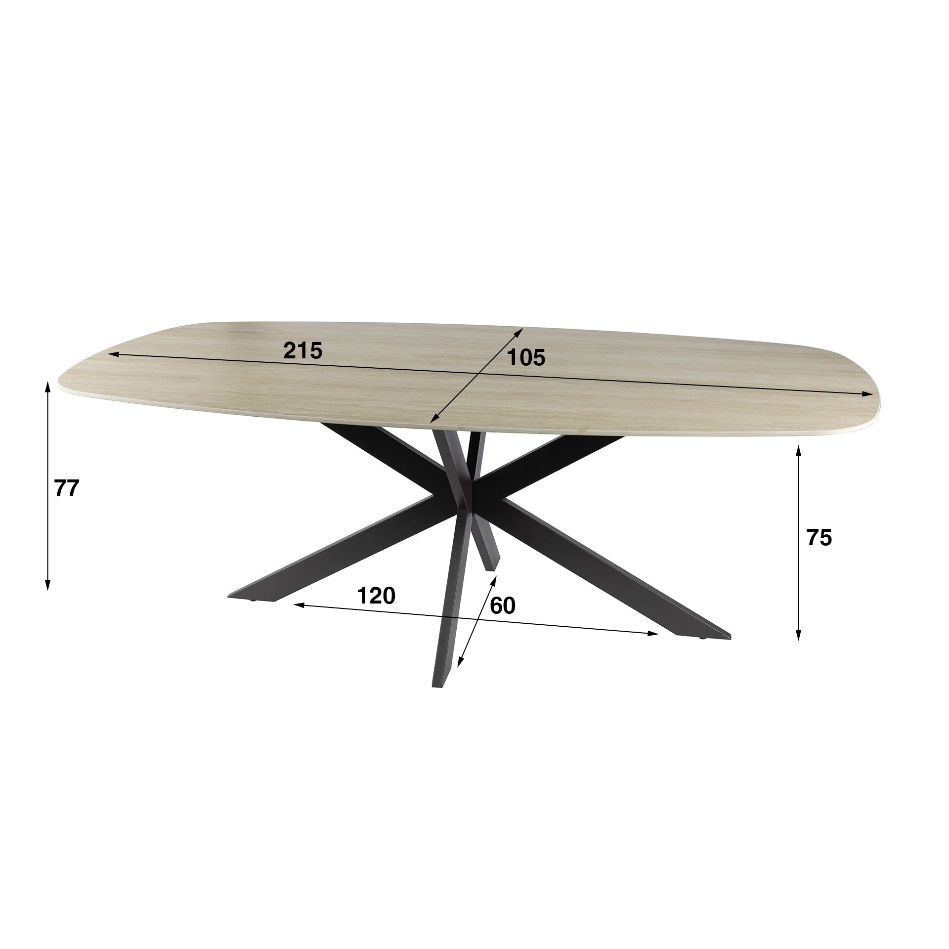Eettafel Romano Cross deens ovaal 215cm / 3D keramiek travertin – afbeelding 10