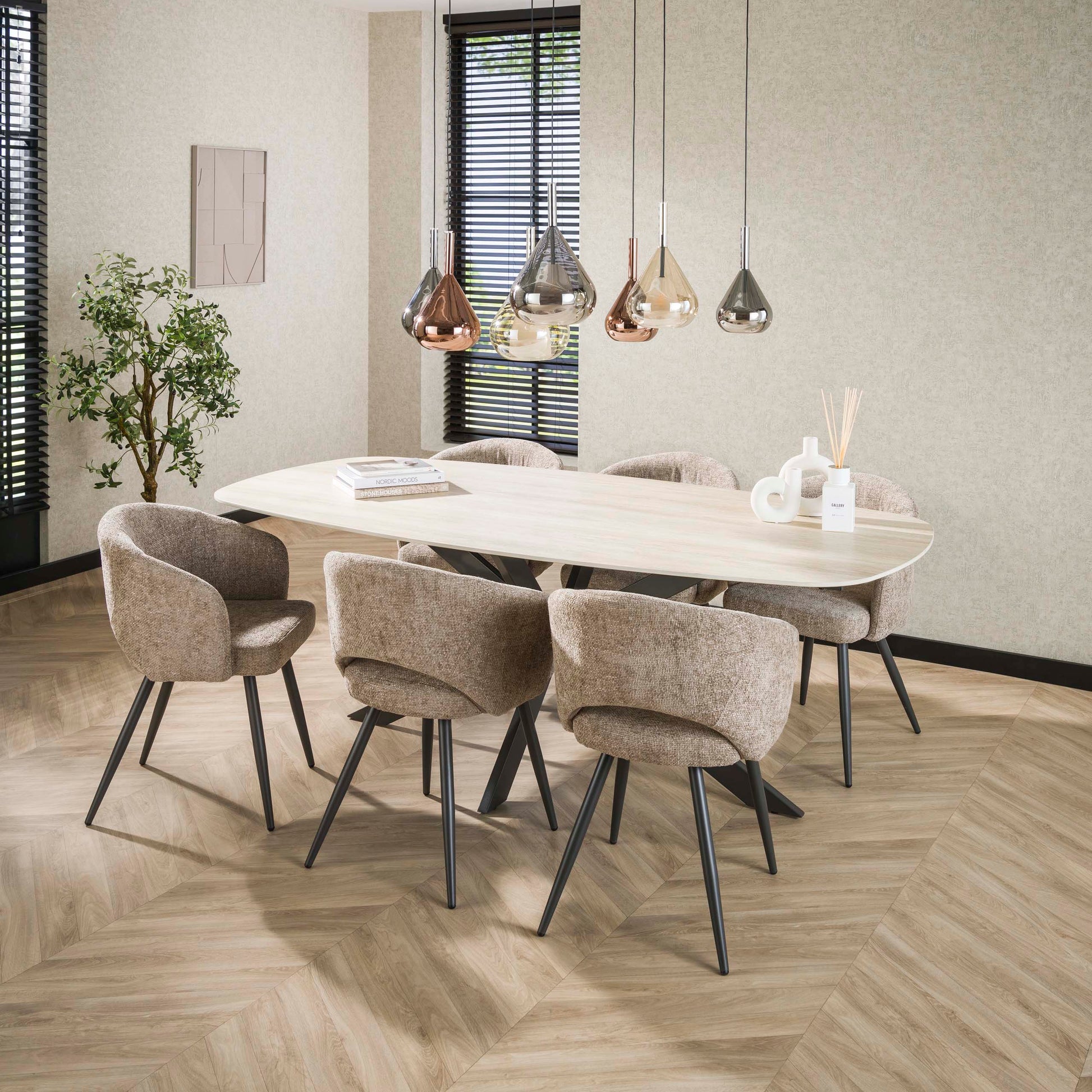 Eettafel Romano Cross deens ovaal 215cm / 3D keramiek travertin – afbeelding 2
