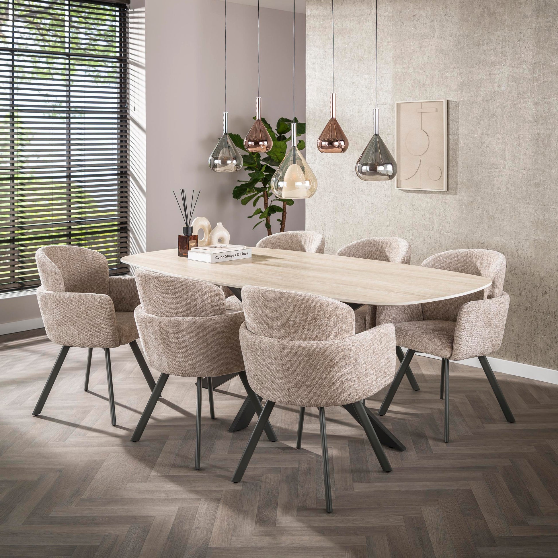Eettafel Romano Cross deens ovaal 215cm / 3D keramiek travertin – afbeelding 6