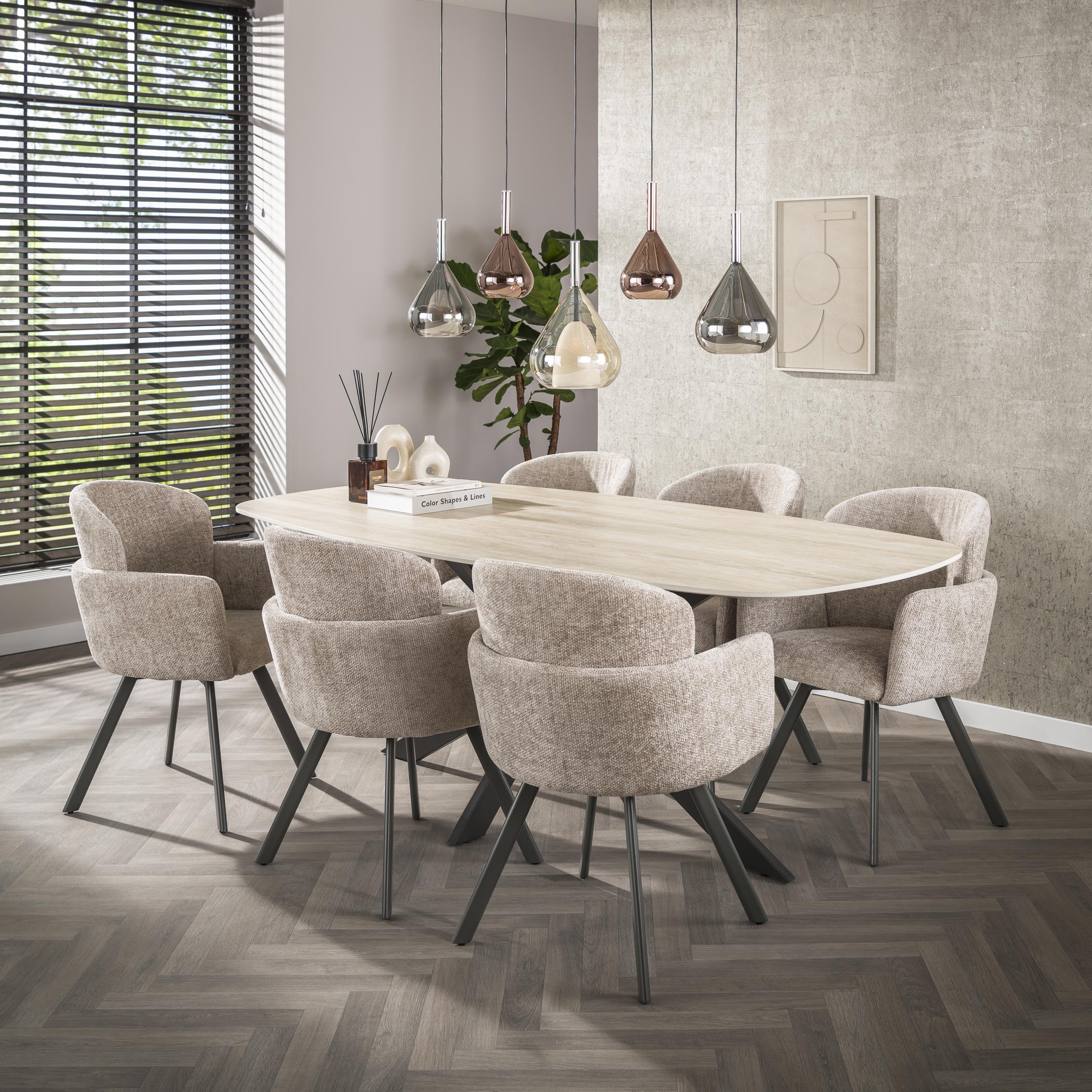 Eettafel Romano Cross deens ovaal 215cm / 3D keramiek travertin – afbeelding 6