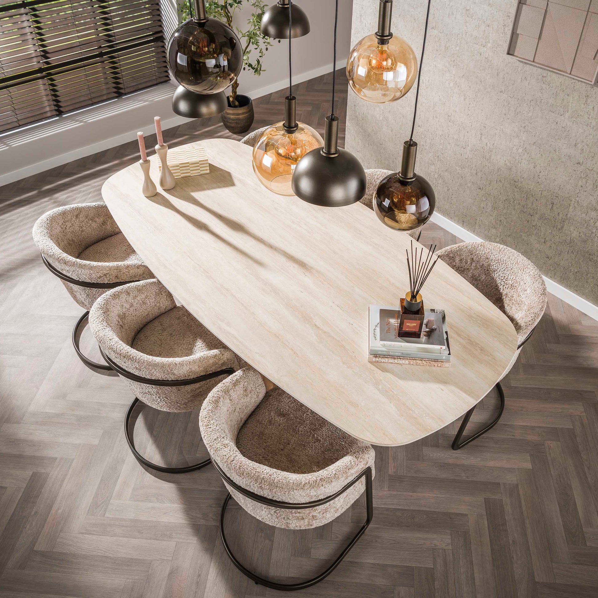 Eettafel Romano Centro deens ovaal 215cm / 3D keramiek travertin – afbeelding 2