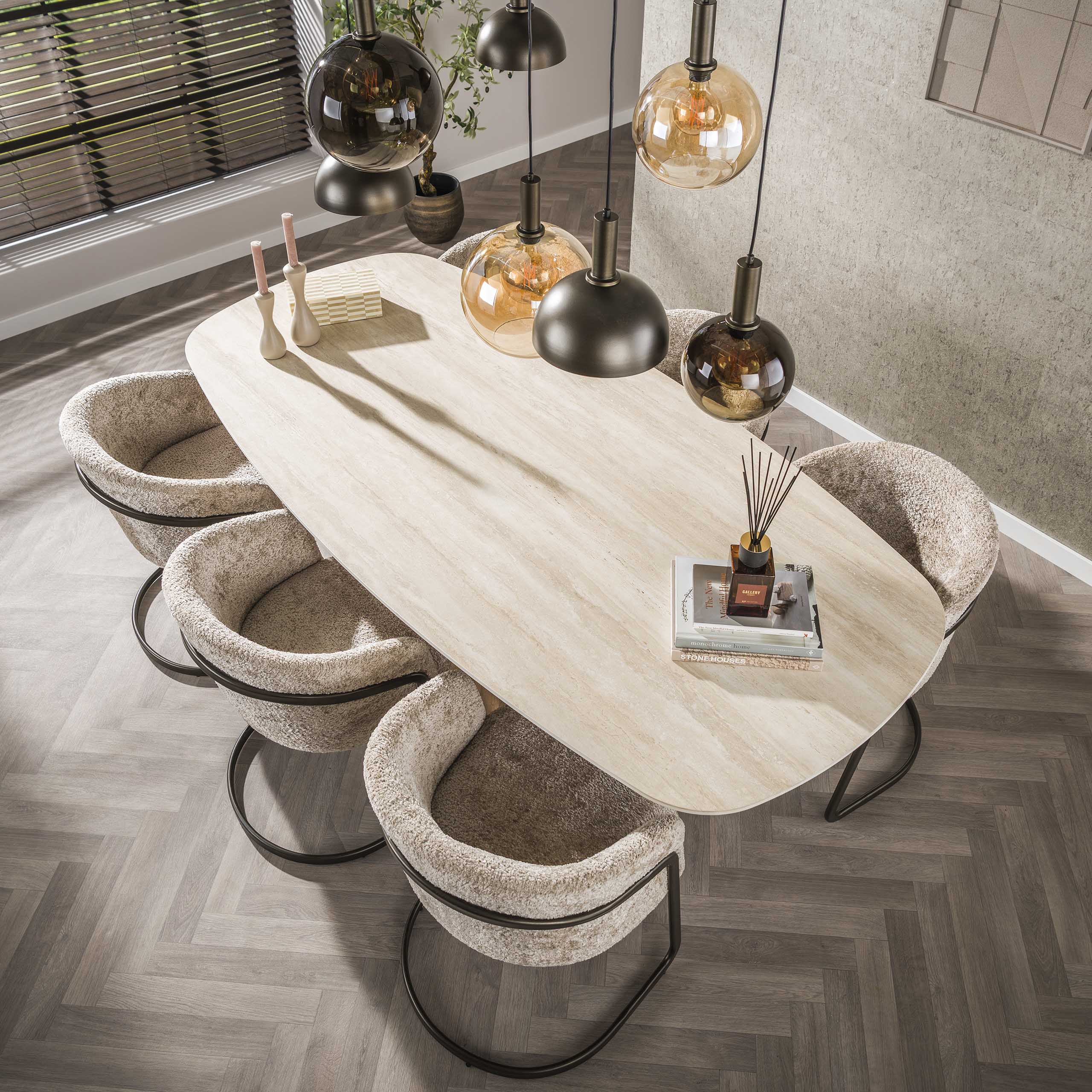 Eettafel Romano Centro deens ovaal 215cm / 3D keramiek travertin – afbeelding 2