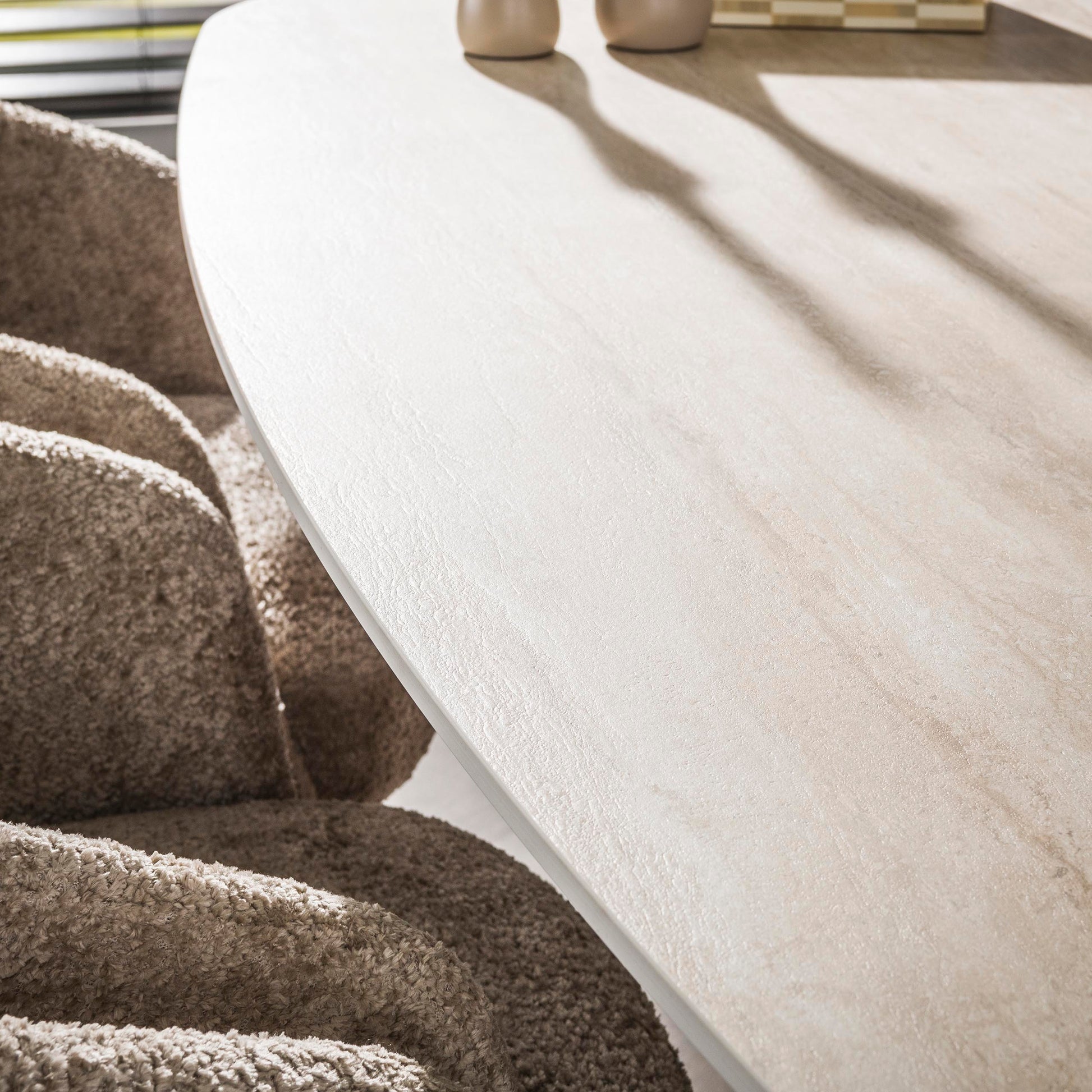 Eettafel Romano Centro deens ovaal 215cm / 3D keramiek travertin – afbeelding 3