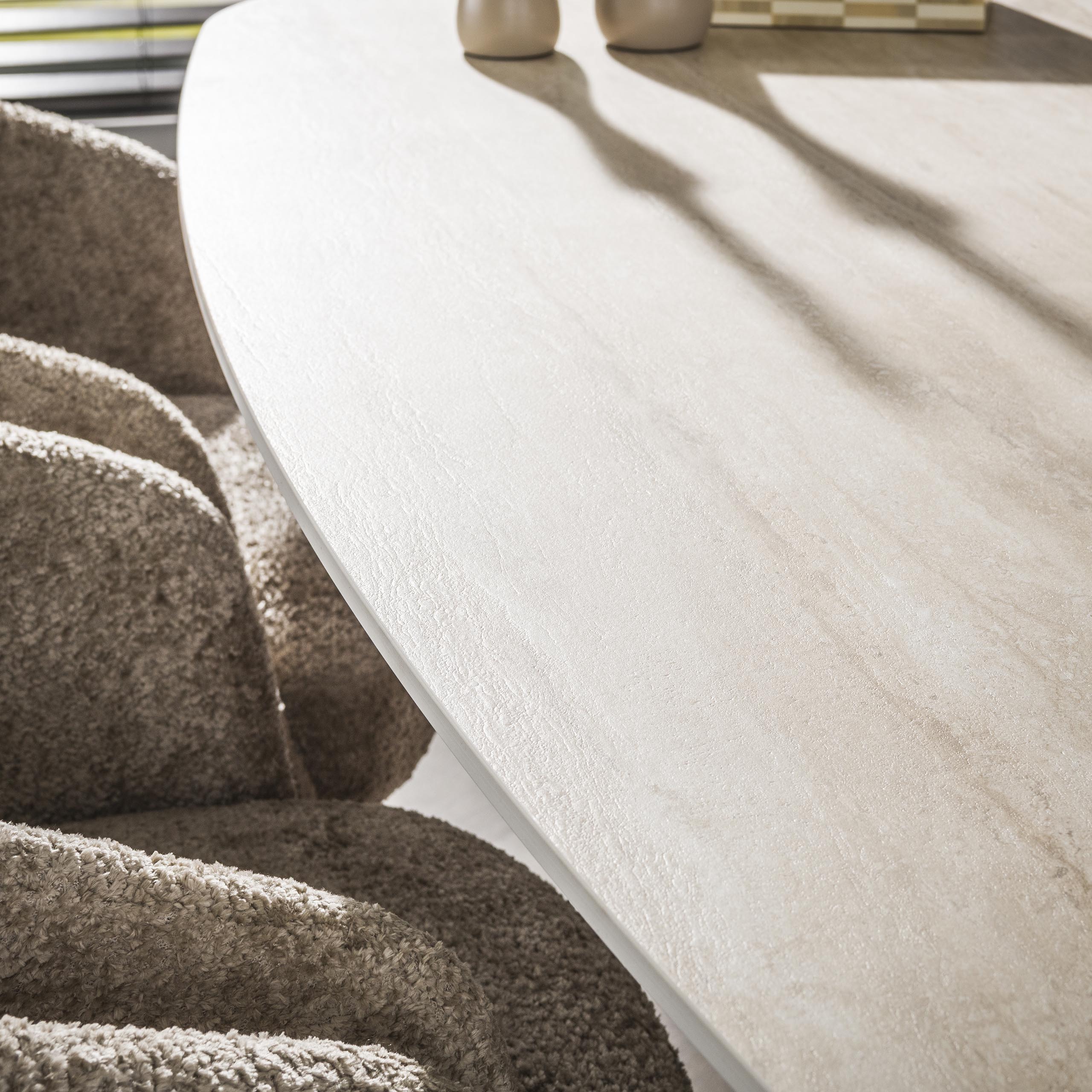 Eettafel Romano Centro deens ovaal 215cm / 3D keramiek travertin – afbeelding 3