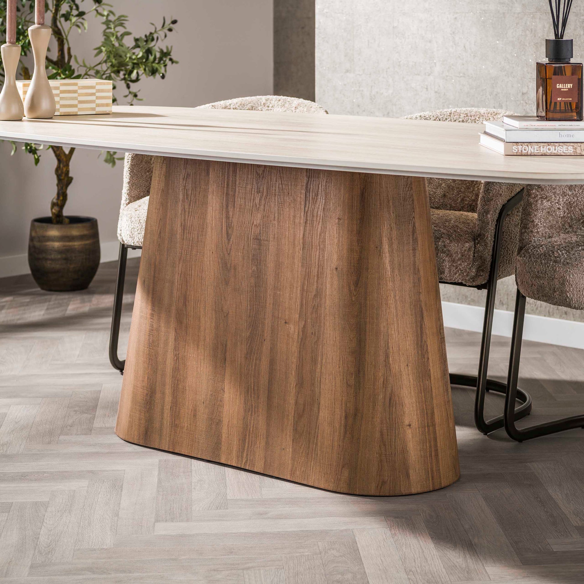 Eettafel Romano Centro deens ovaal 215cm / 3D keramiek travertin – afbeelding 4
