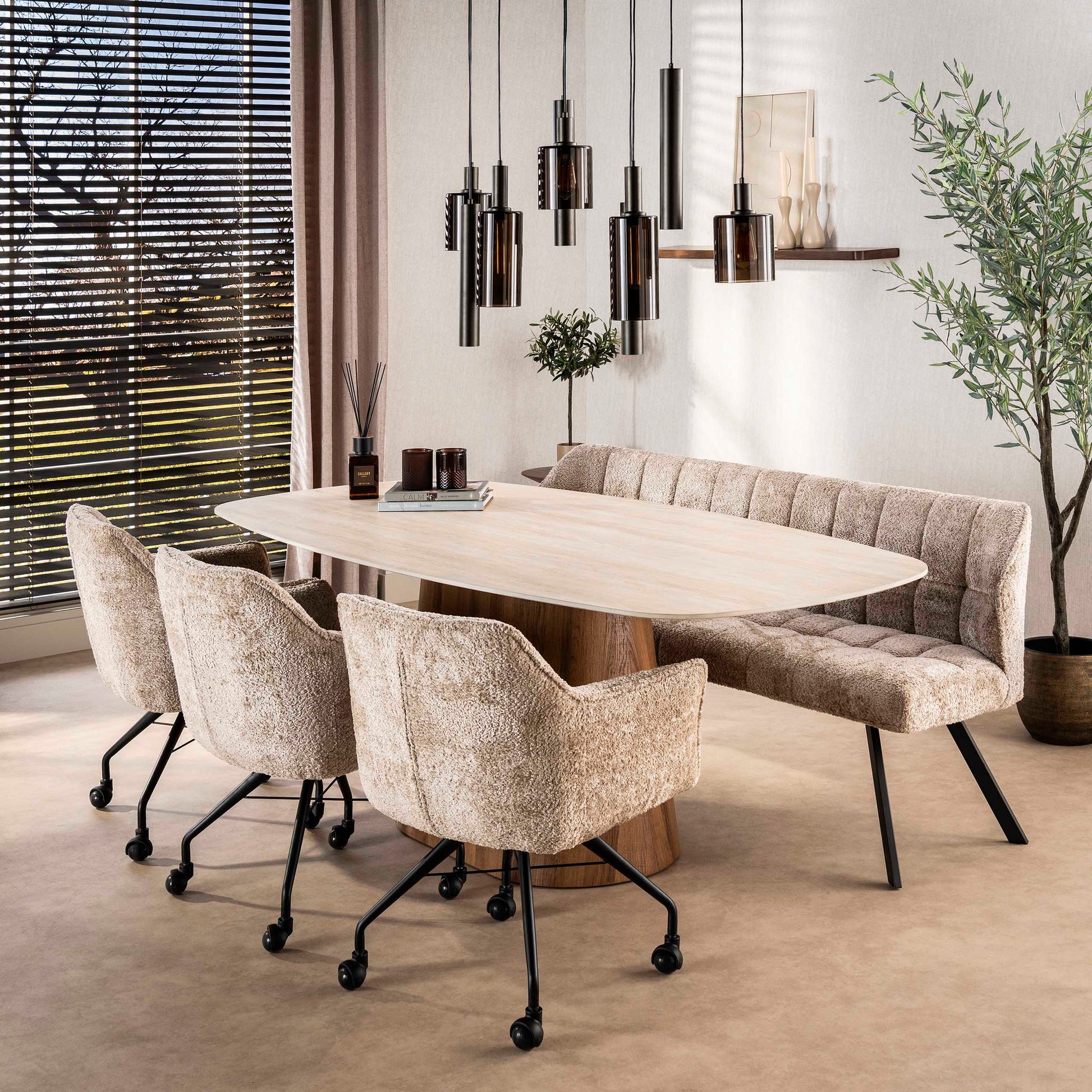 Eettafel Romano Centro deens ovaal 215cm / 3D keramiek travertin – afbeelding 5