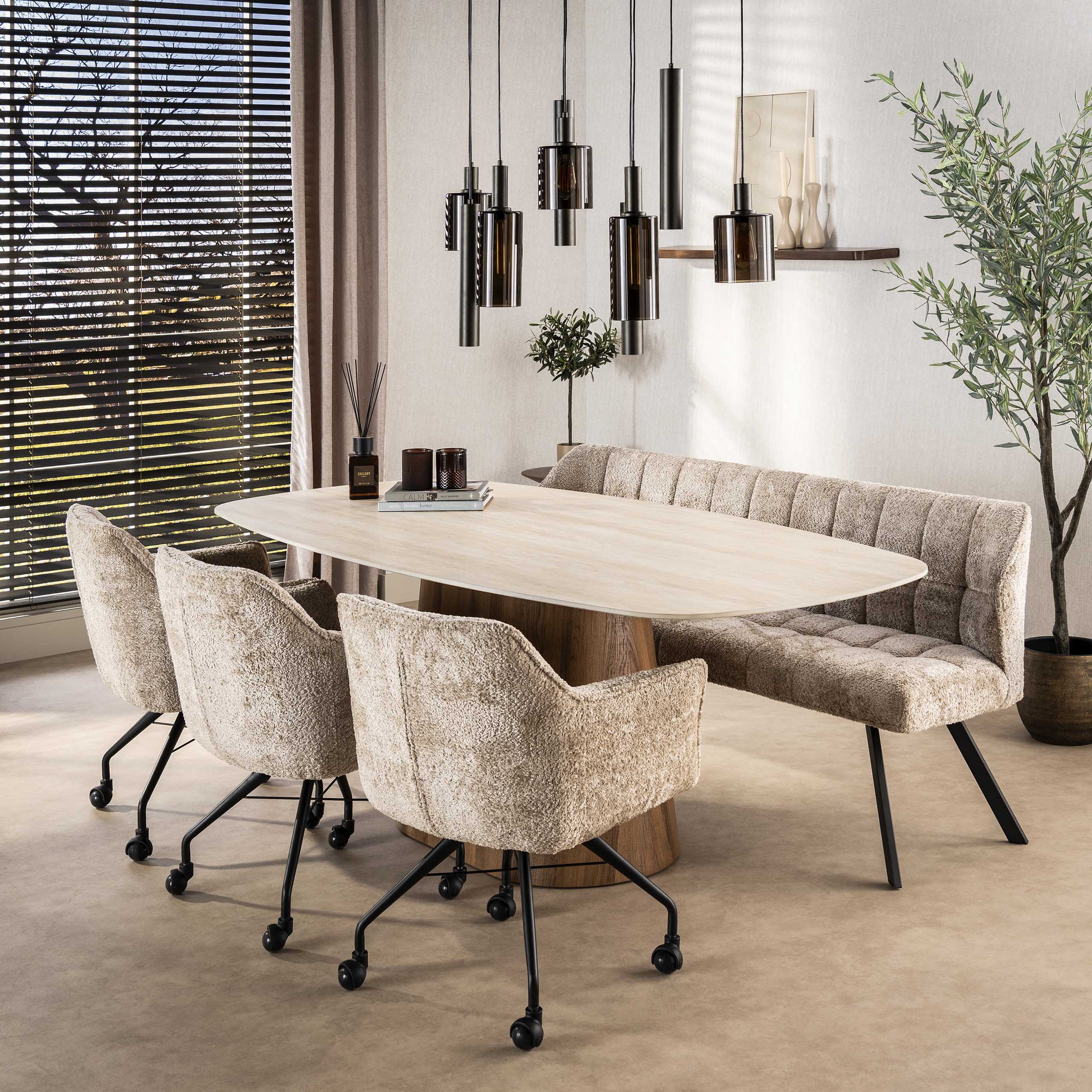 Eettafel Romano Centro deens ovaal 215cm / 3D keramiek travertin – afbeelding 5