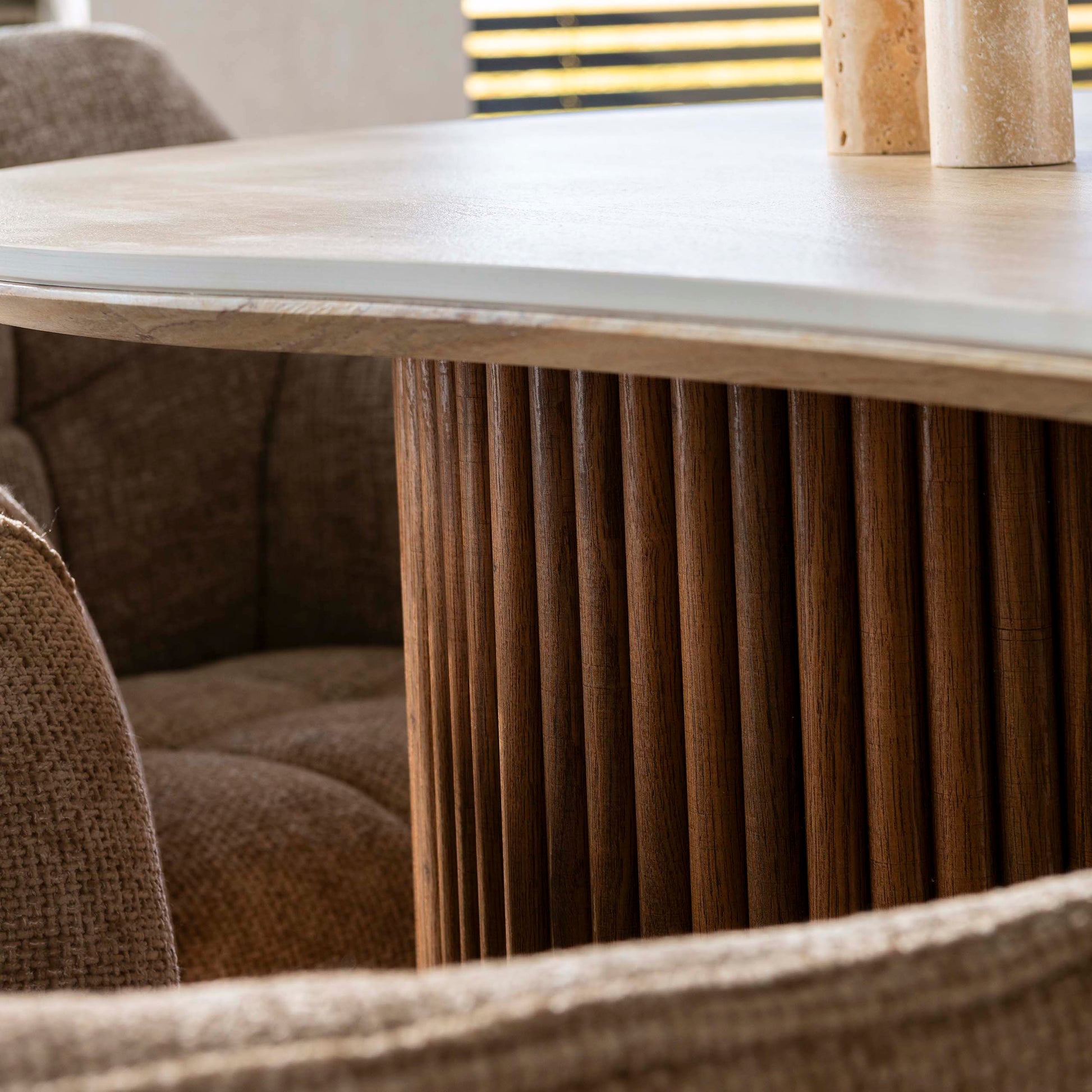 Eettafel Romano niervormig 215cm / 3D keramiek travertin – afbeelding 3