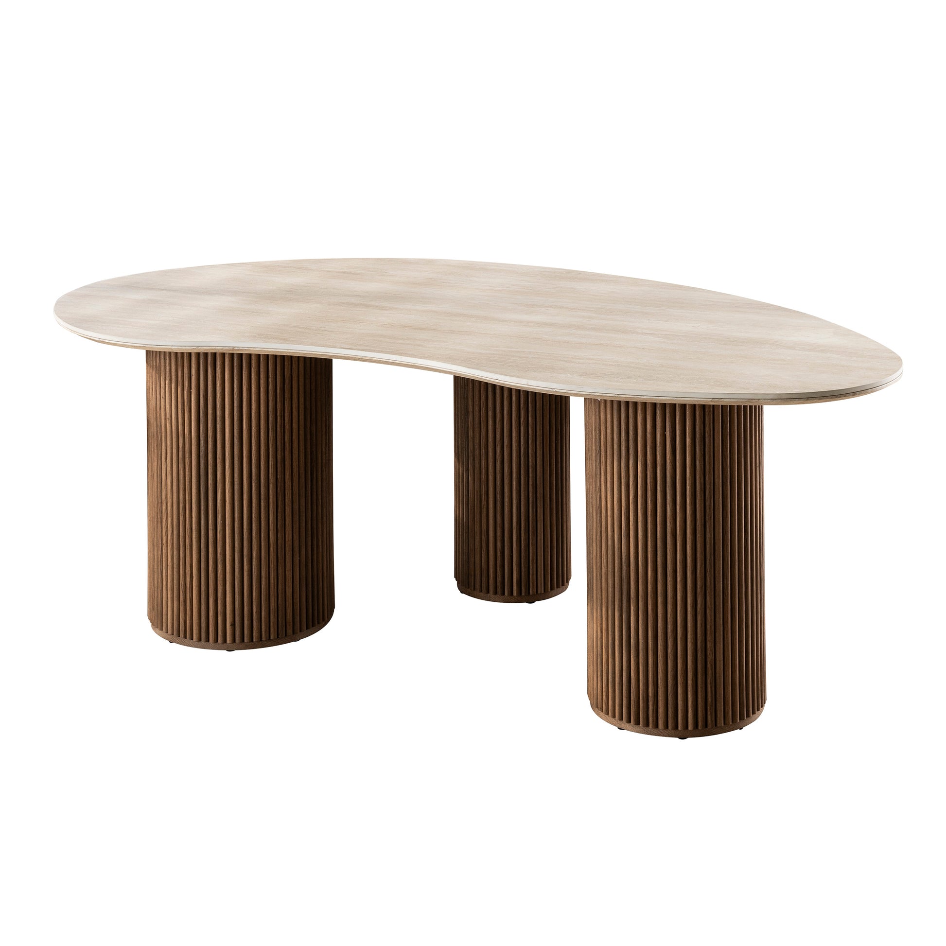 Eettafel Romano niervormig 215cm / 3D keramiek travertin – afbeelding 6
