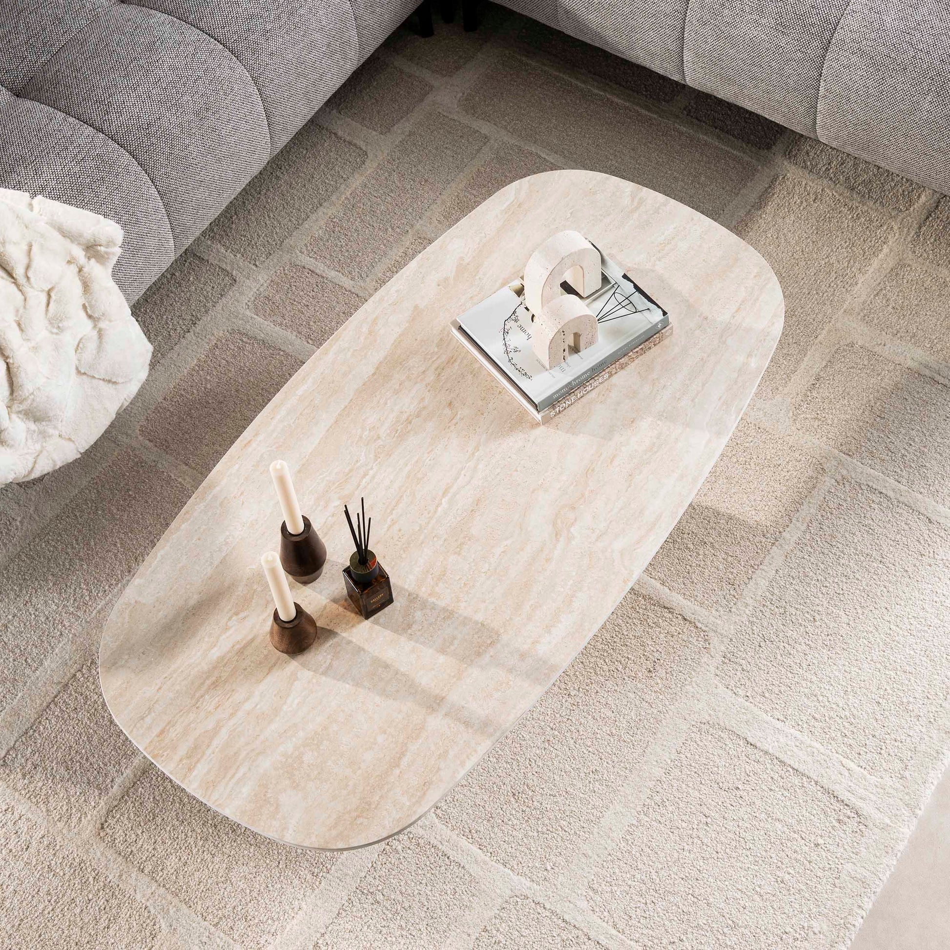 Salontafel Centro 135cm / 3D keramiek travertin – afbeelding 2
