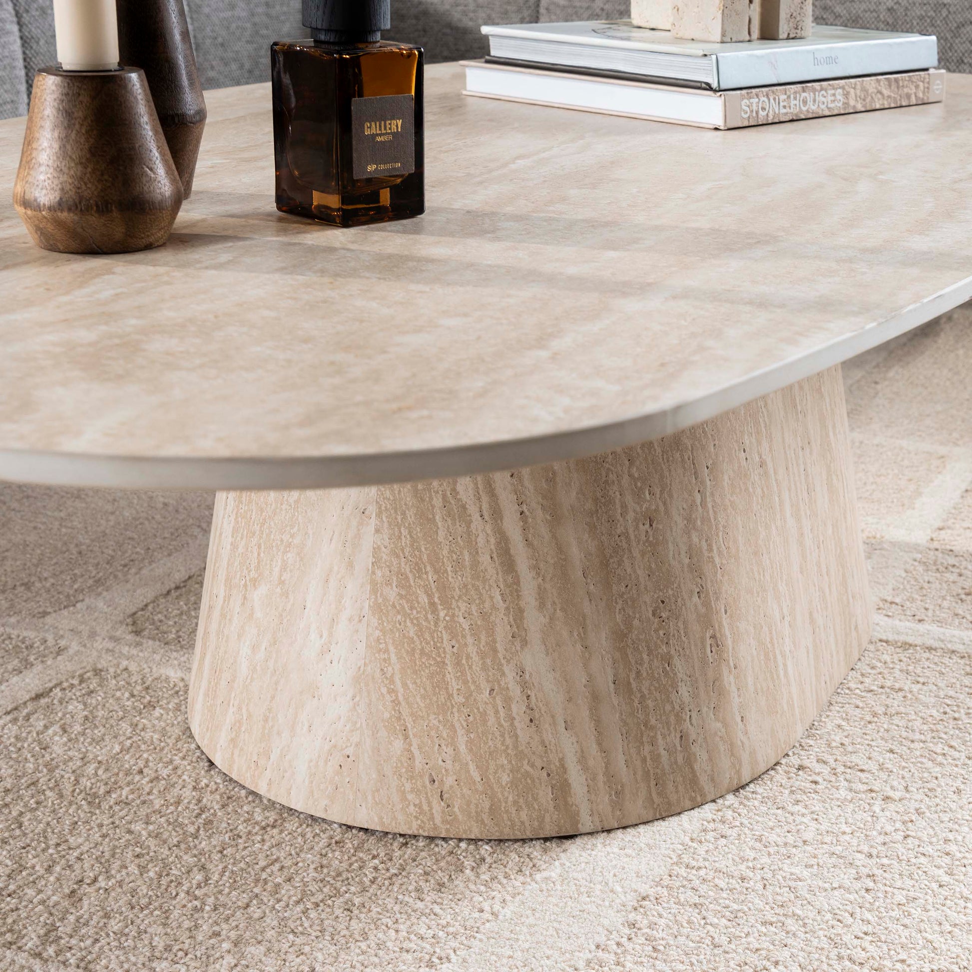 Salontafel Centro 135cm / 3D keramiek travertin – afbeelding 4