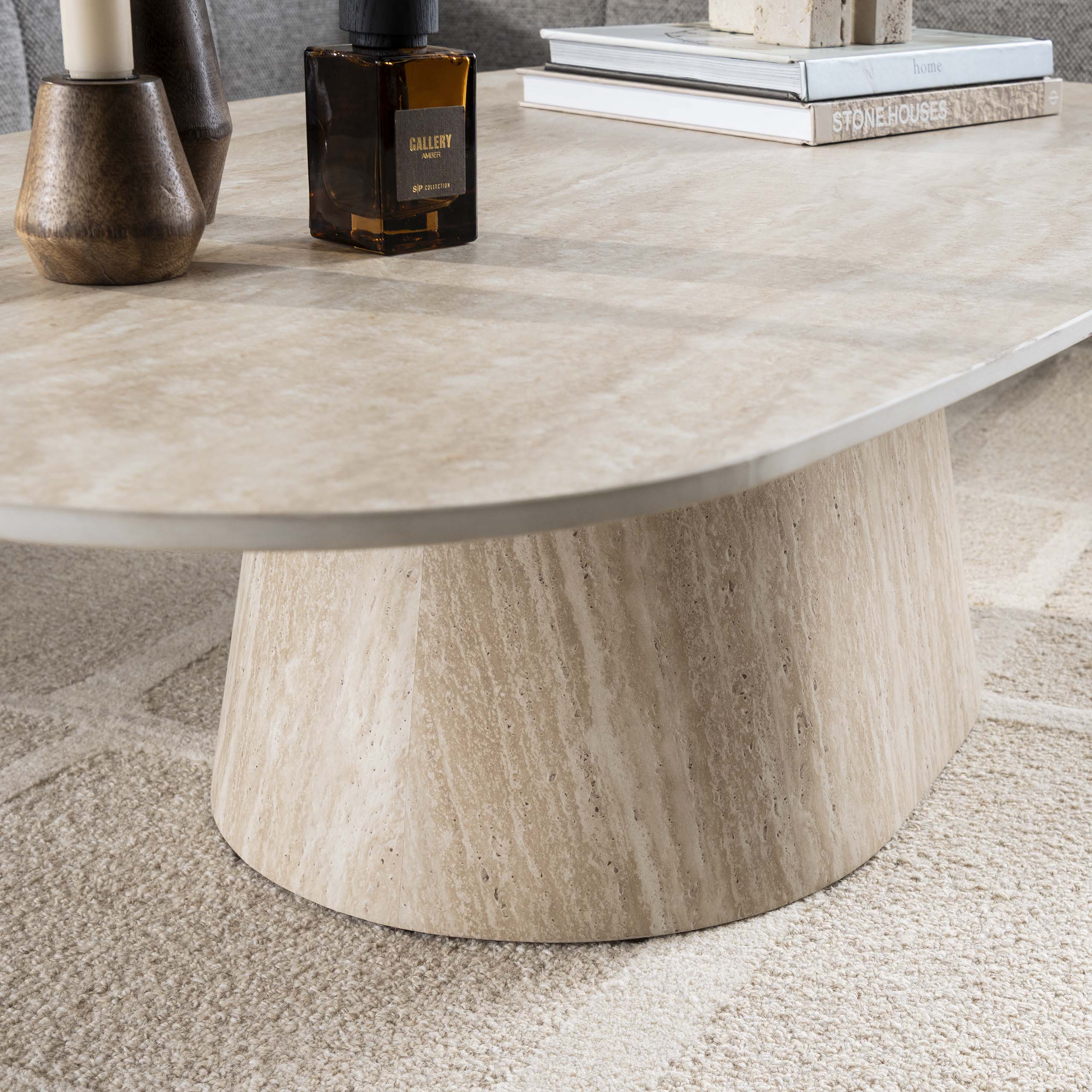 Salontafel Centro 135cm / 3D keramiek travertin – afbeelding 4