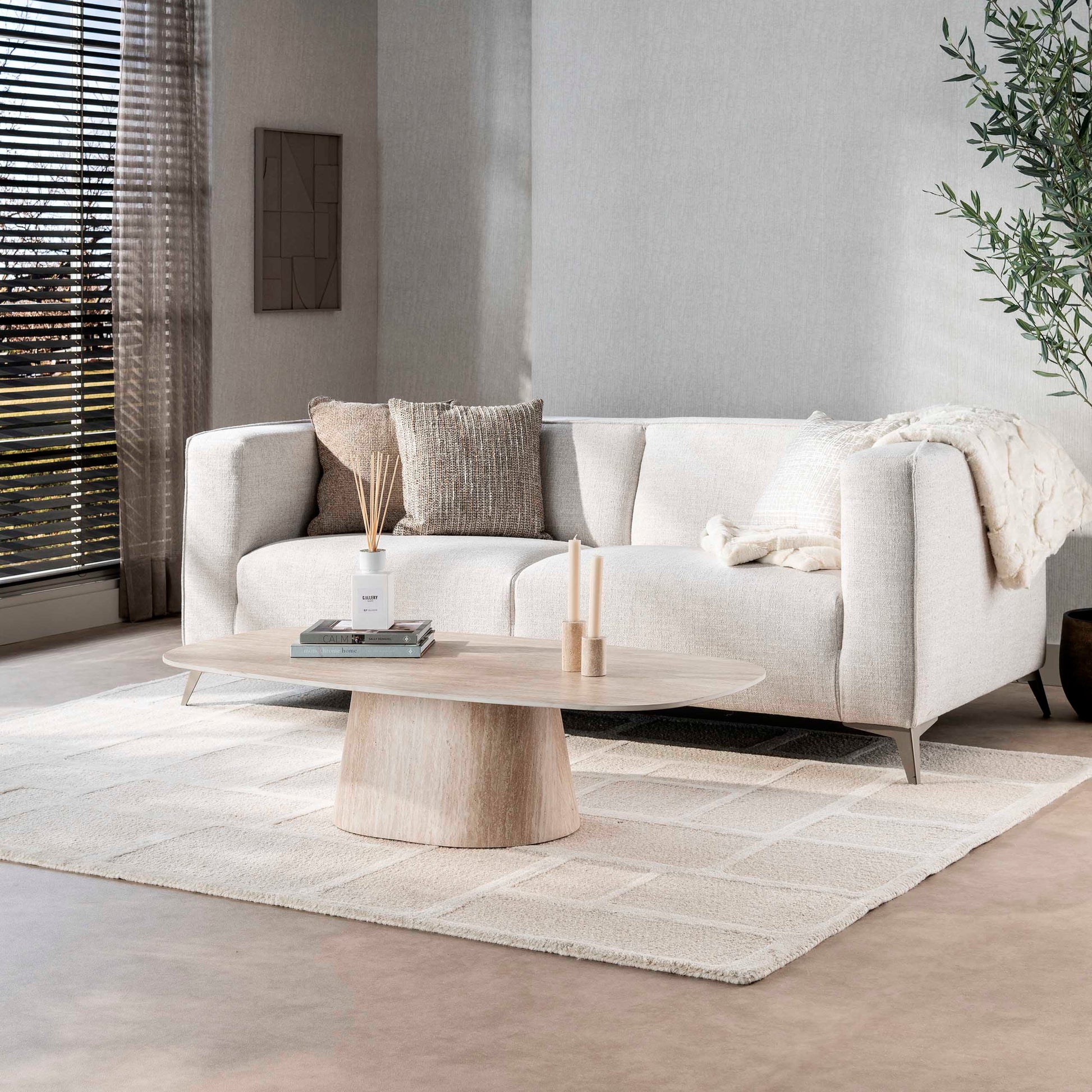 Salontafel Centro 135cm / 3D keramiek travertin – afbeelding 5