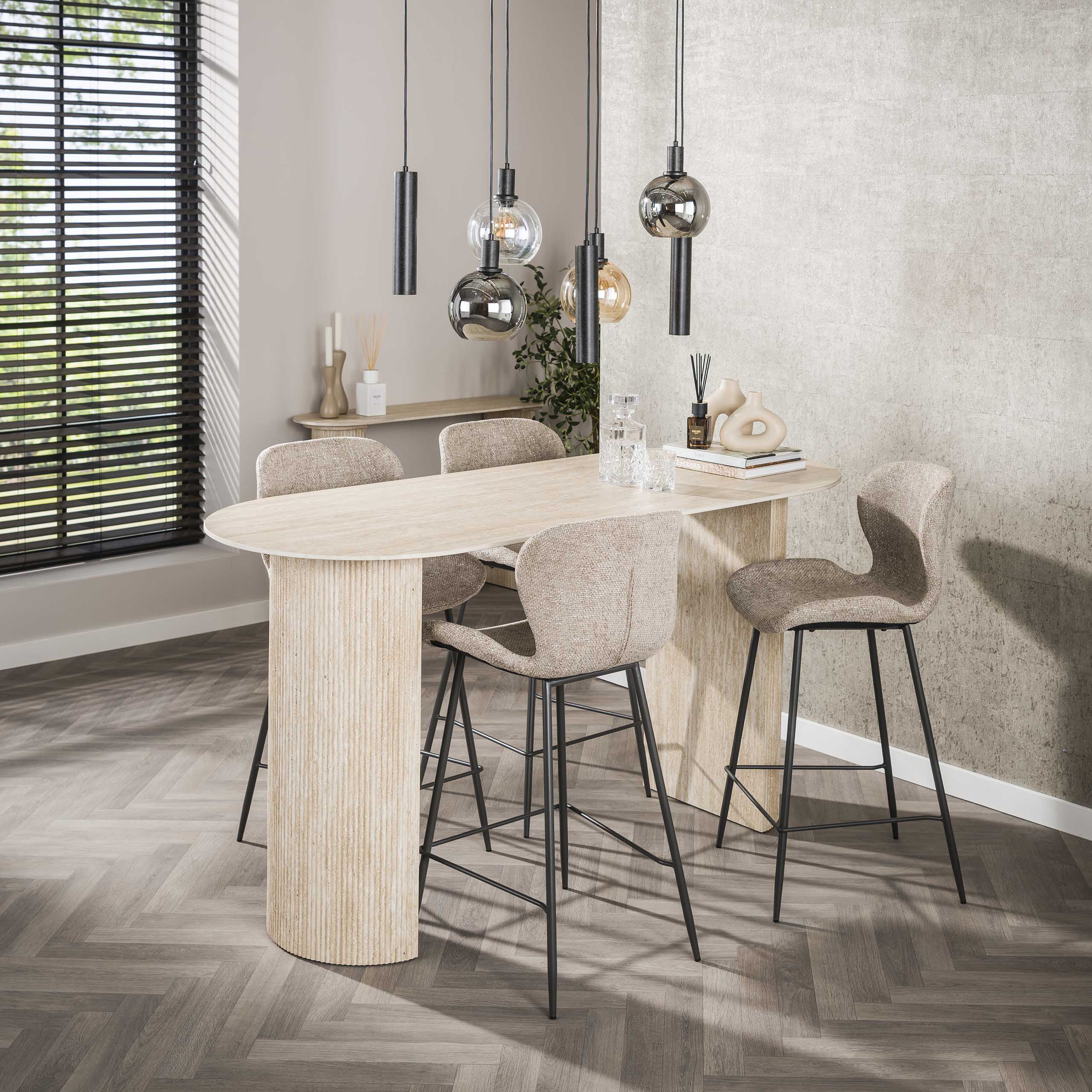 Bartafel Romano Arch plat ovaal 180cm / Keramiek travertin – afbeelding 1
