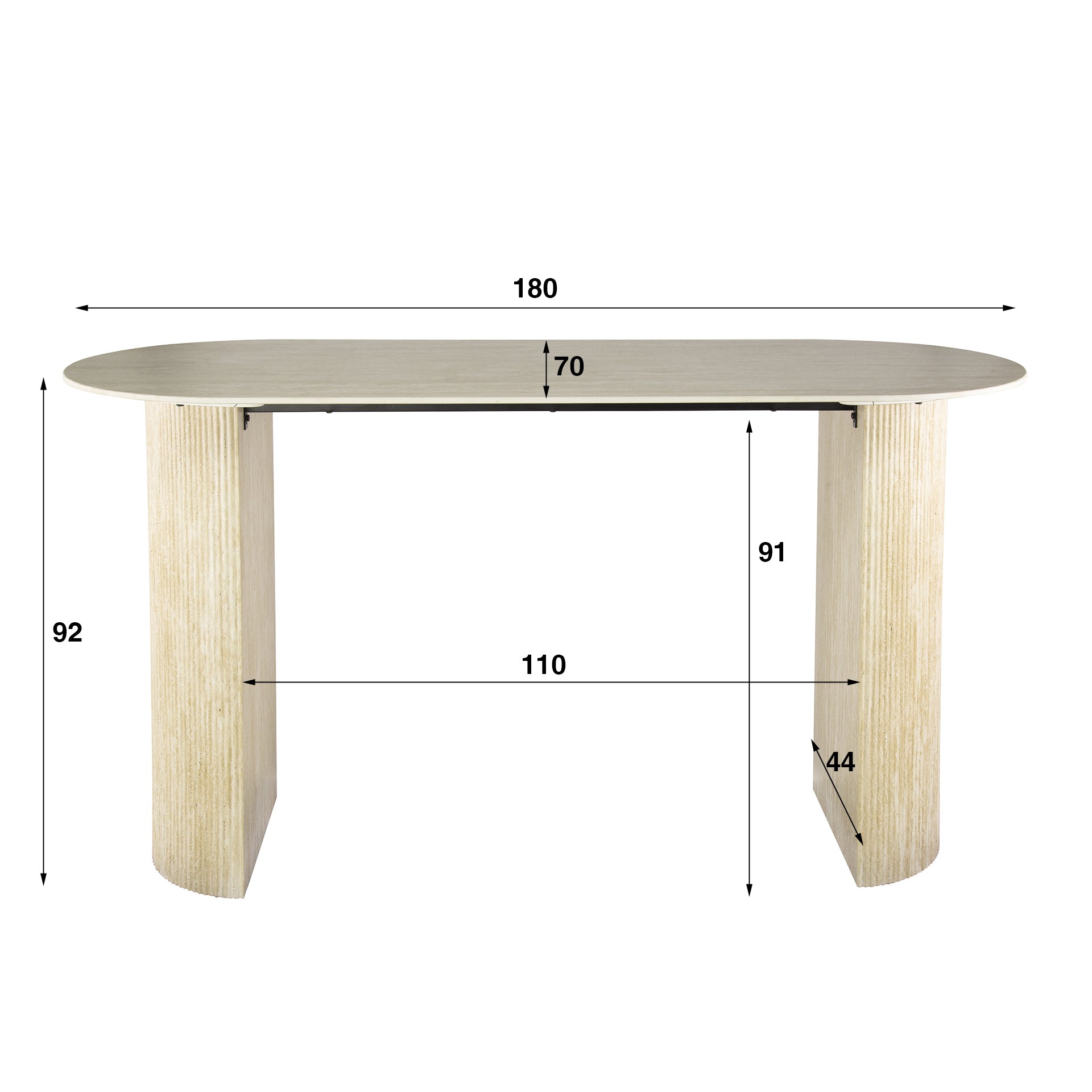 Bartafel Romano Arch plat ovaal 180cm / Keramiek travertin – afbeelding 4